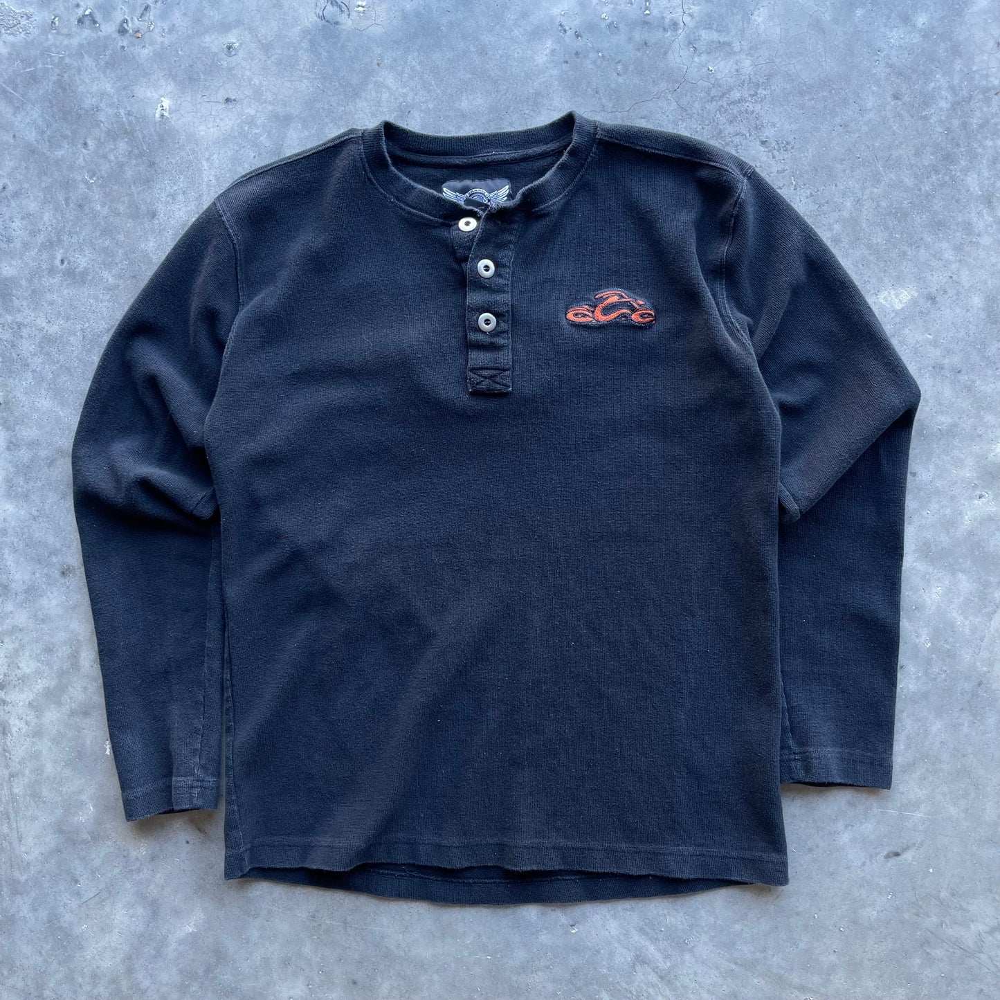 (M) 00s Orange County Choppers Embroidered Thermal Long Sleeve Sweater