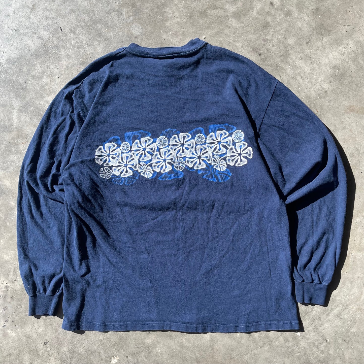 (L) Y2K “No Fear” Hawaiian Floral Graphic Long Sleeve Tee