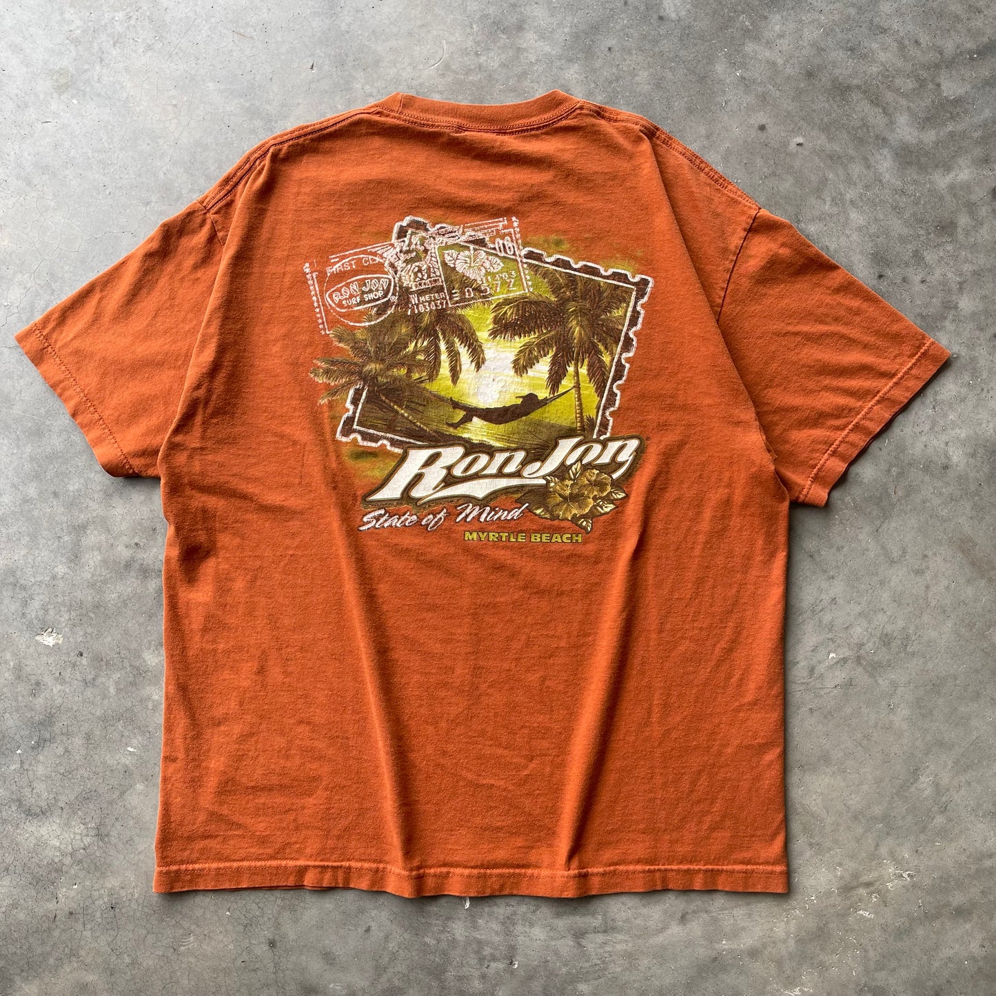 (XL) 00s Ron Jon "State of Mind" Beach Graphic Tee