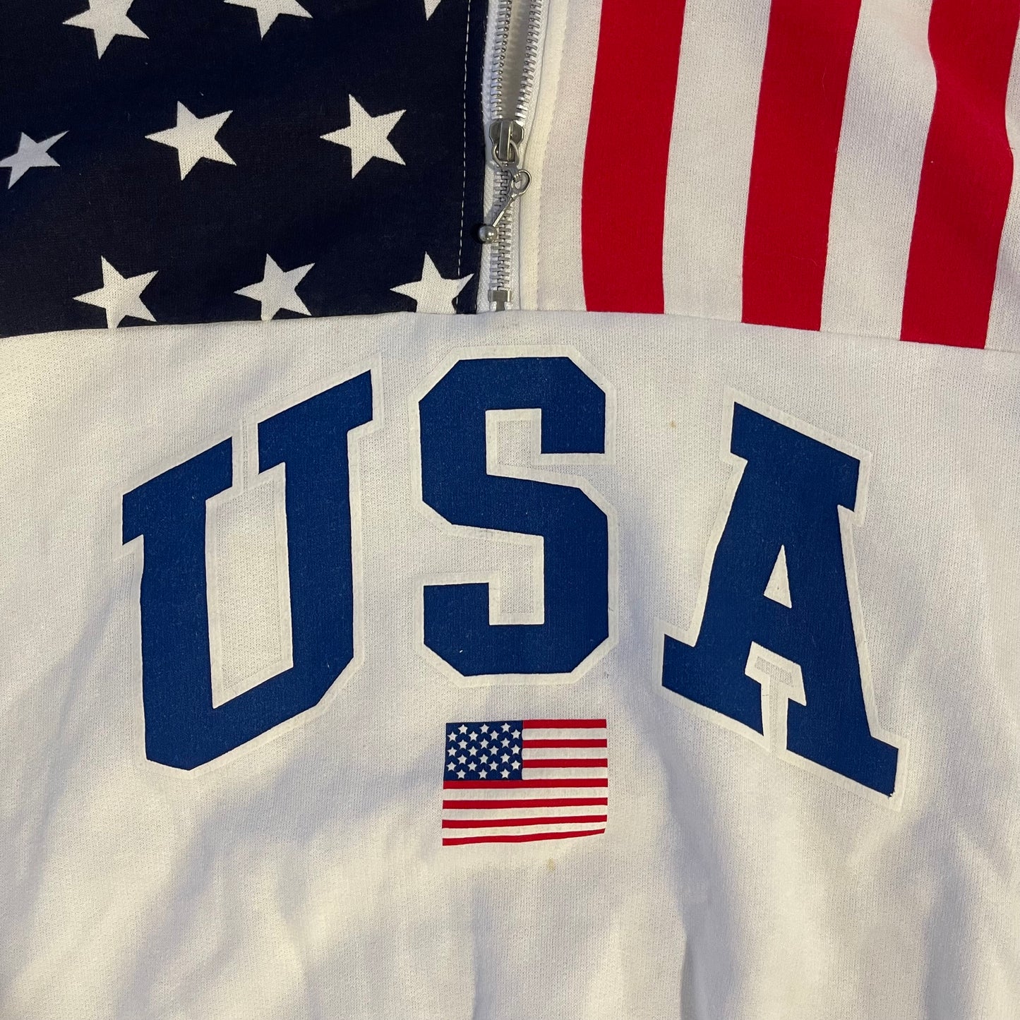 (M/L) 90s USA Quarter Zip Cropped Fit Sweater