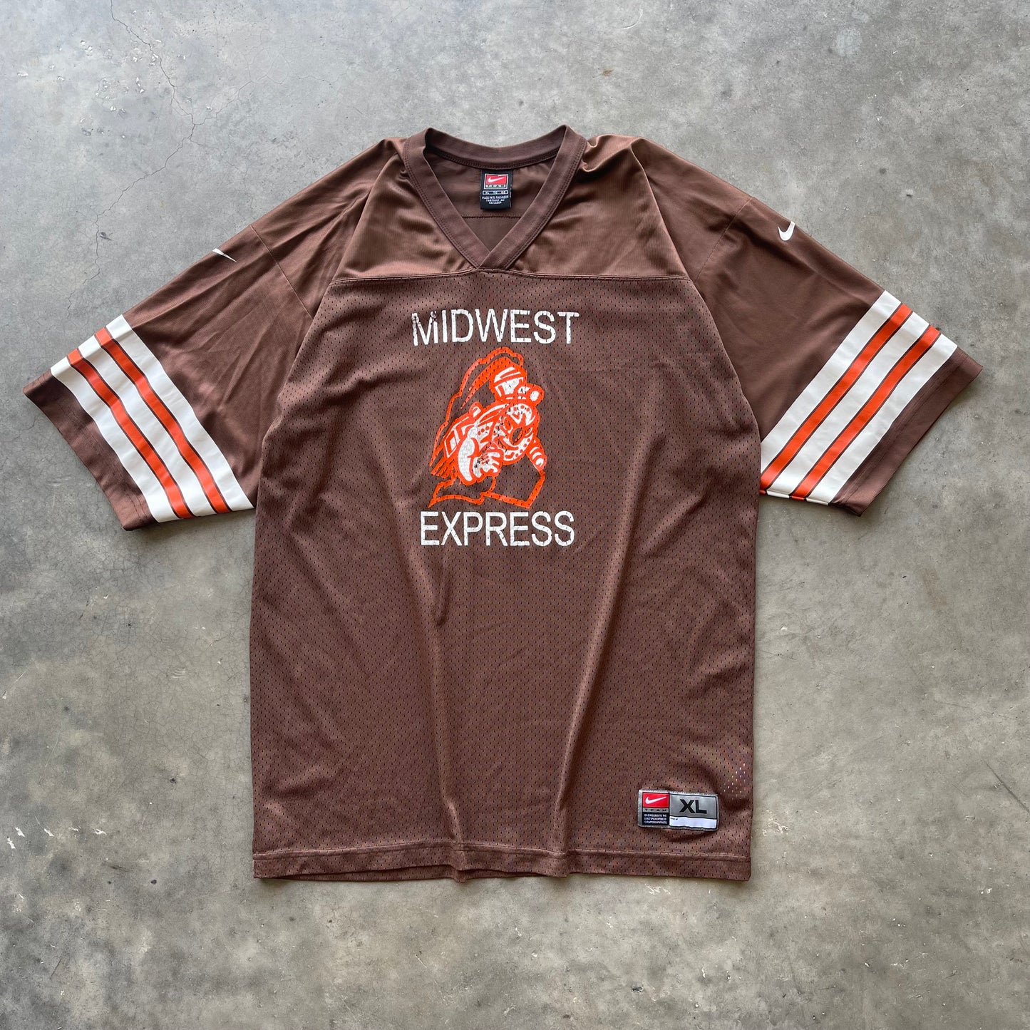 (XL) 00s Cleveland Browns "Midwest Express" Graphic Nike Football Jersey