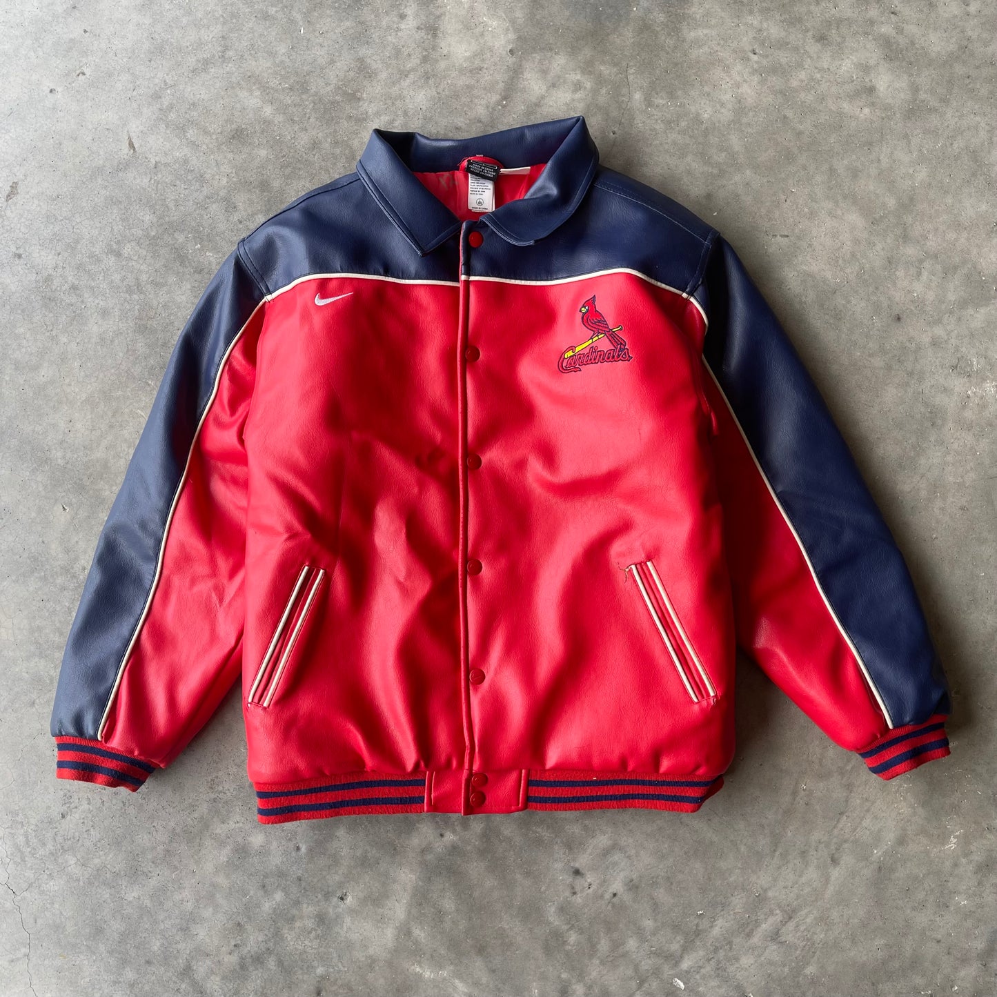 (M) 90s Nike St. Louis Cardinals Puff Leather Jacket