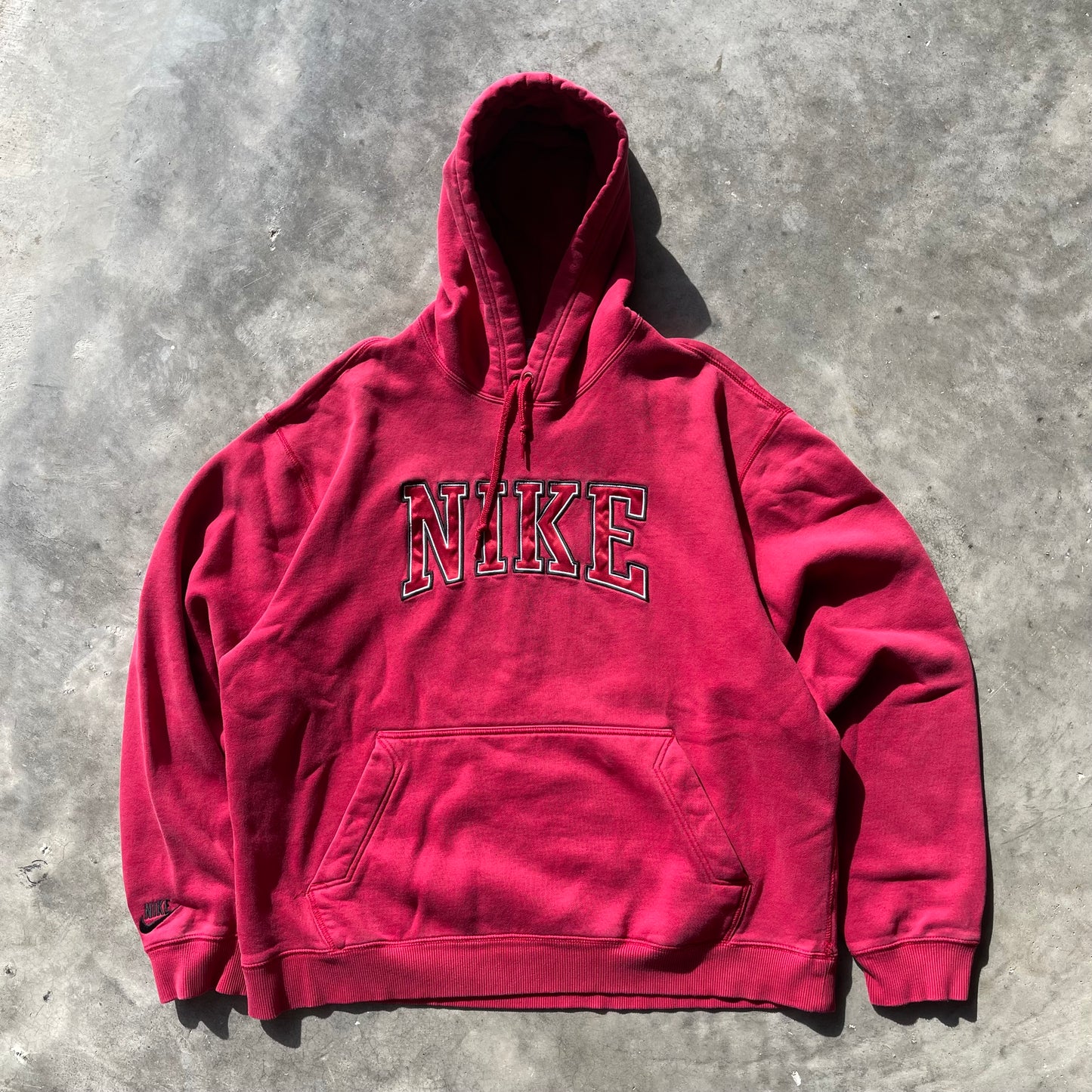 (XL) Y2K Nike Embroidered Red Hoodie