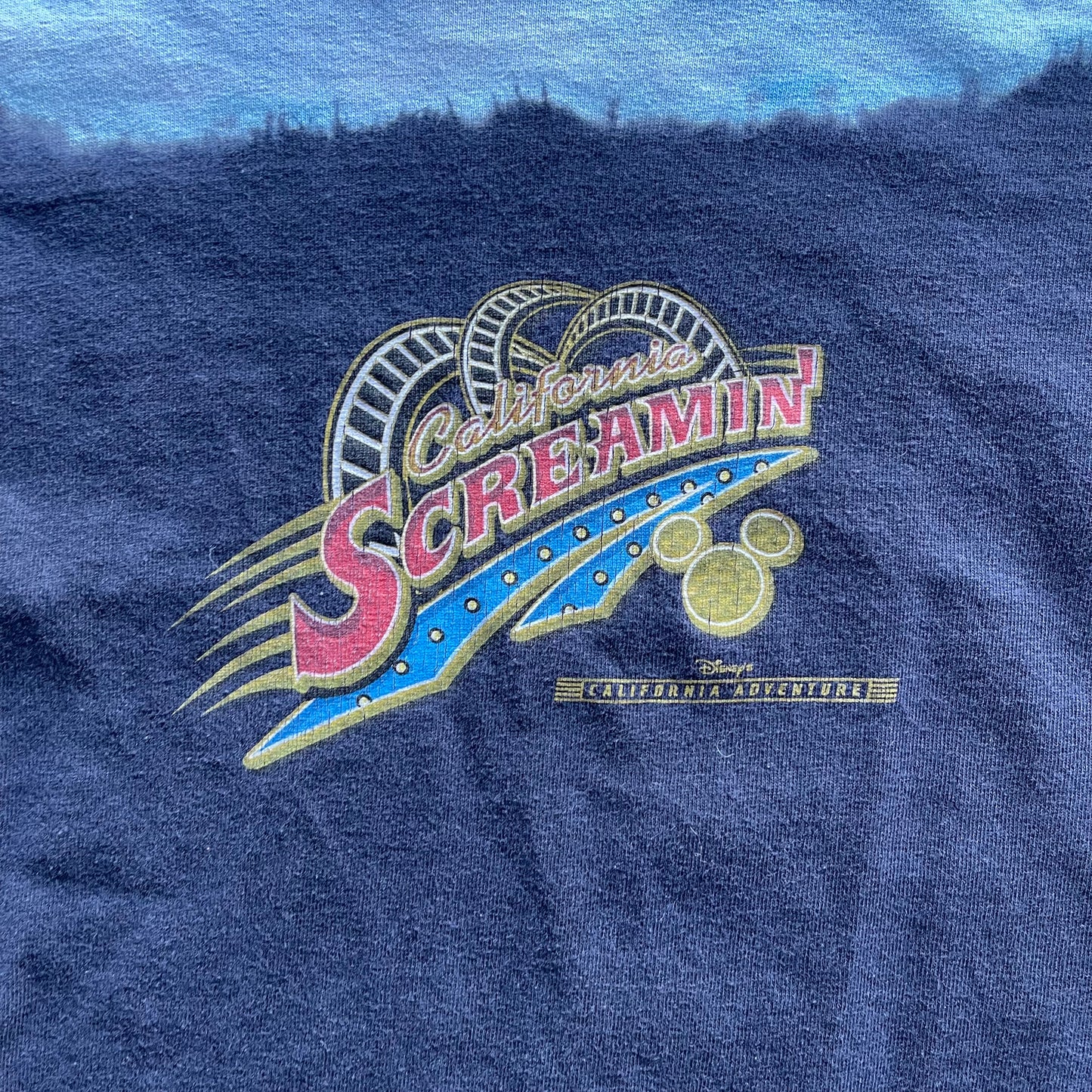 (XL) 00s Disney California Screamin' Tie Dye Rollercoaster Long Sleeve Tee