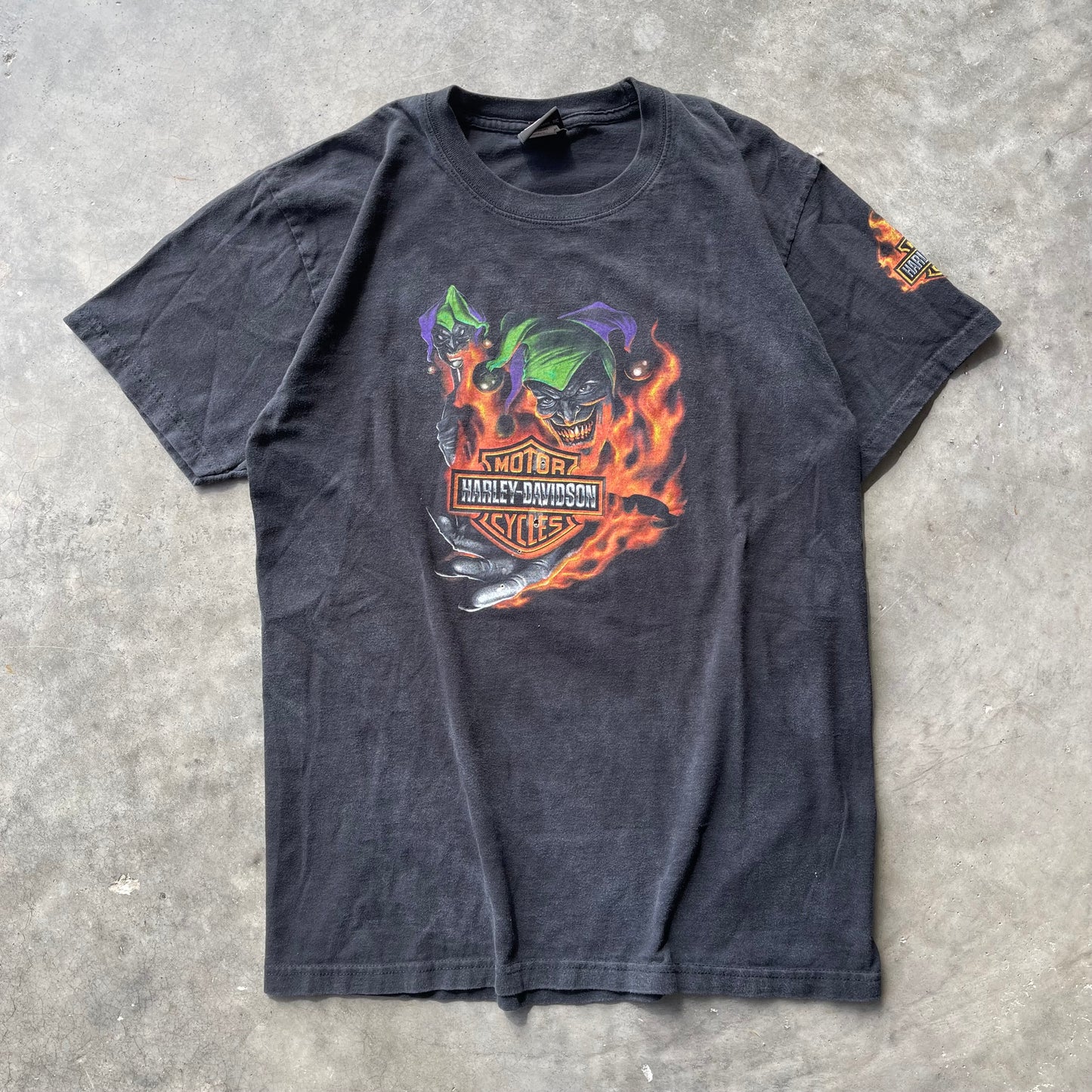 (L) 00s Harley Davidson Joker/Black Widow Graphic Tee