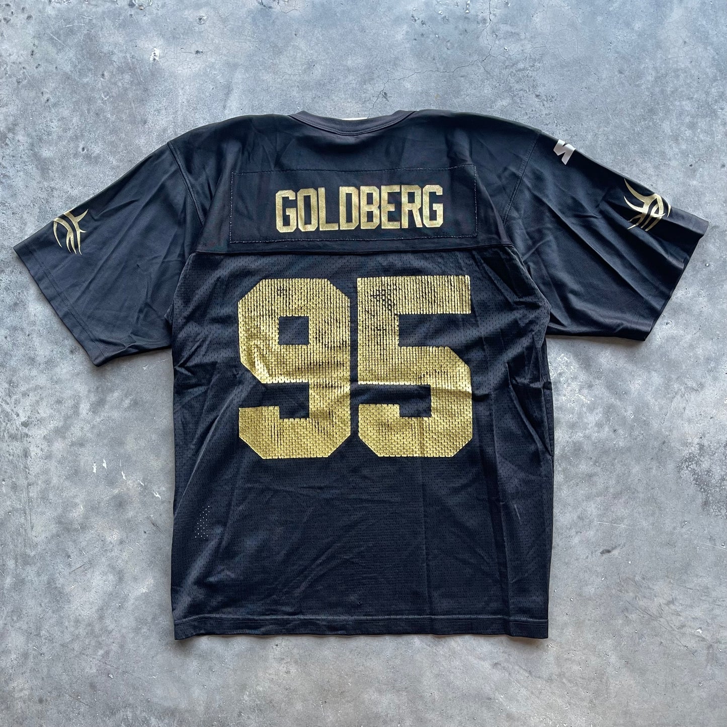 (M) '95 WCW Goldberg "Who's Next?" Mesh Football Cropped Fit Jersey