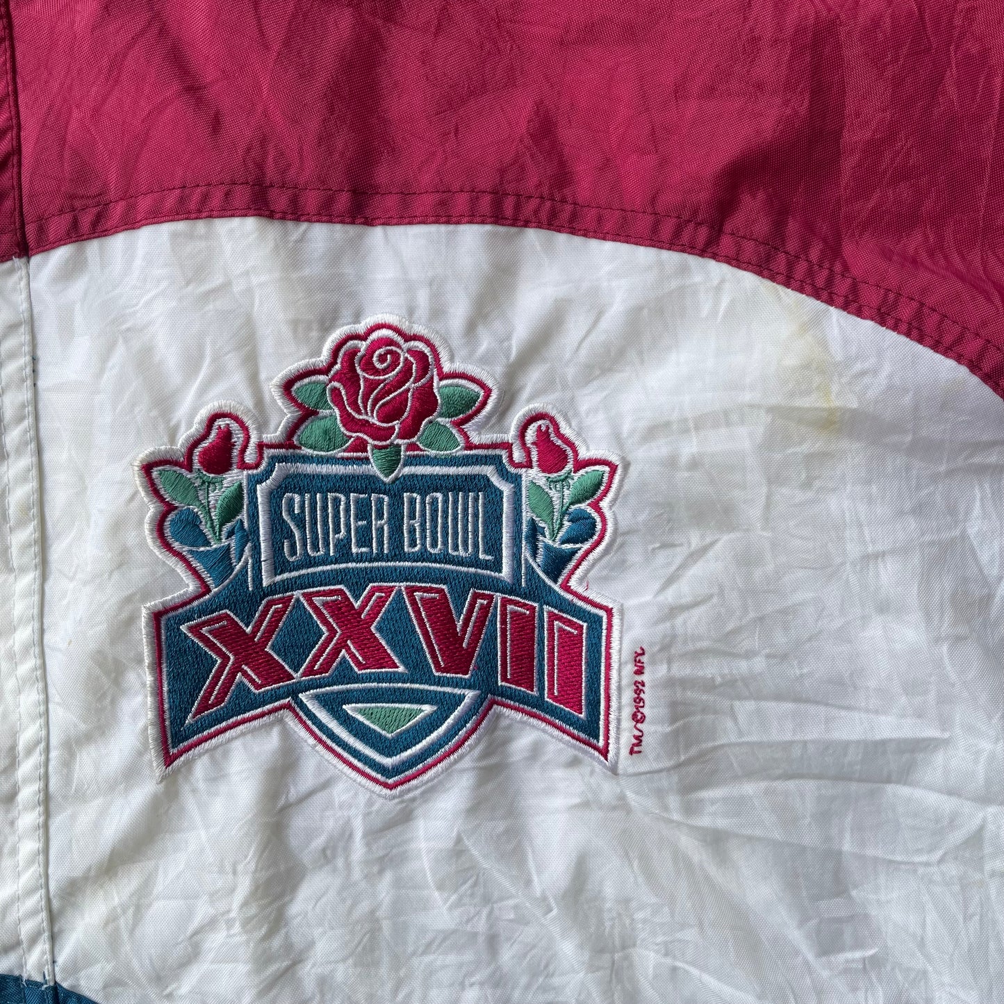 (L) ‘92 NFL Super Bowl 27 Rose Bowl Apex One Jacket Dallas Cowboys Windbreaker
