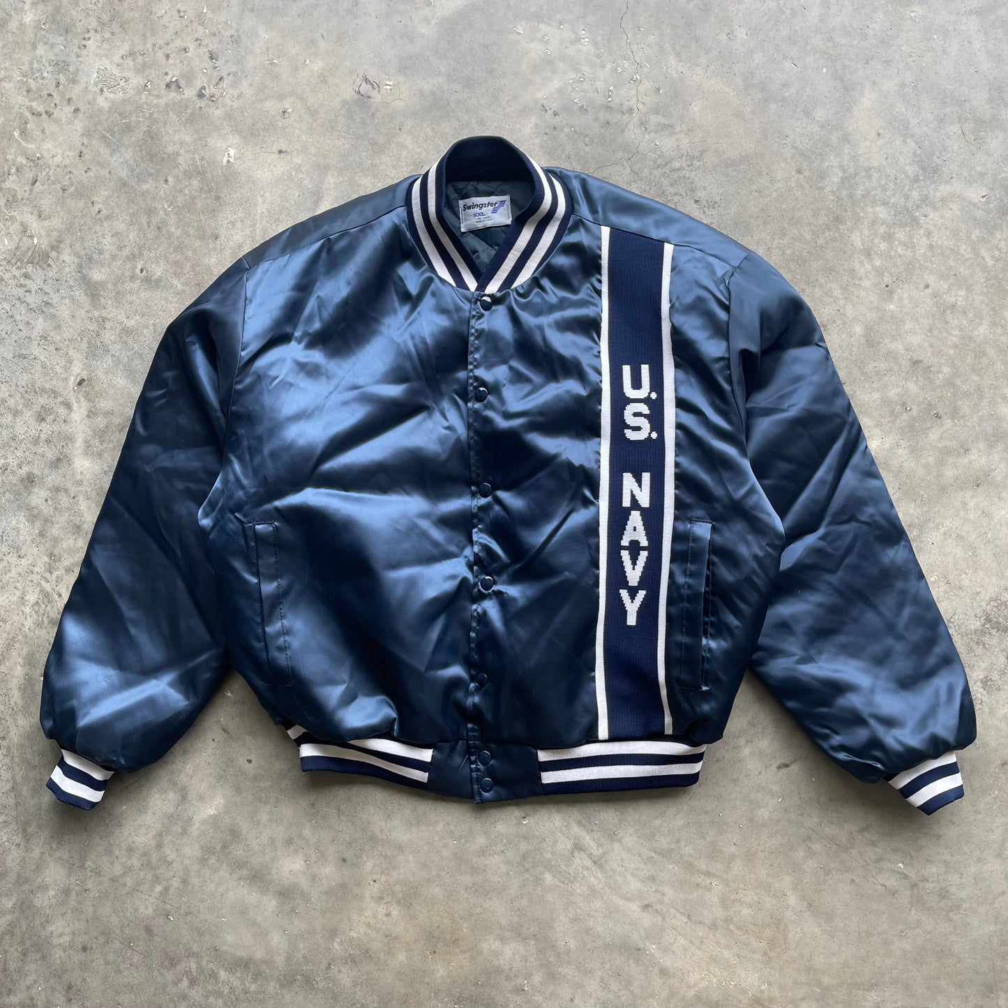 (XL) Vintage U.S. Navy Satin Bomber Jacket