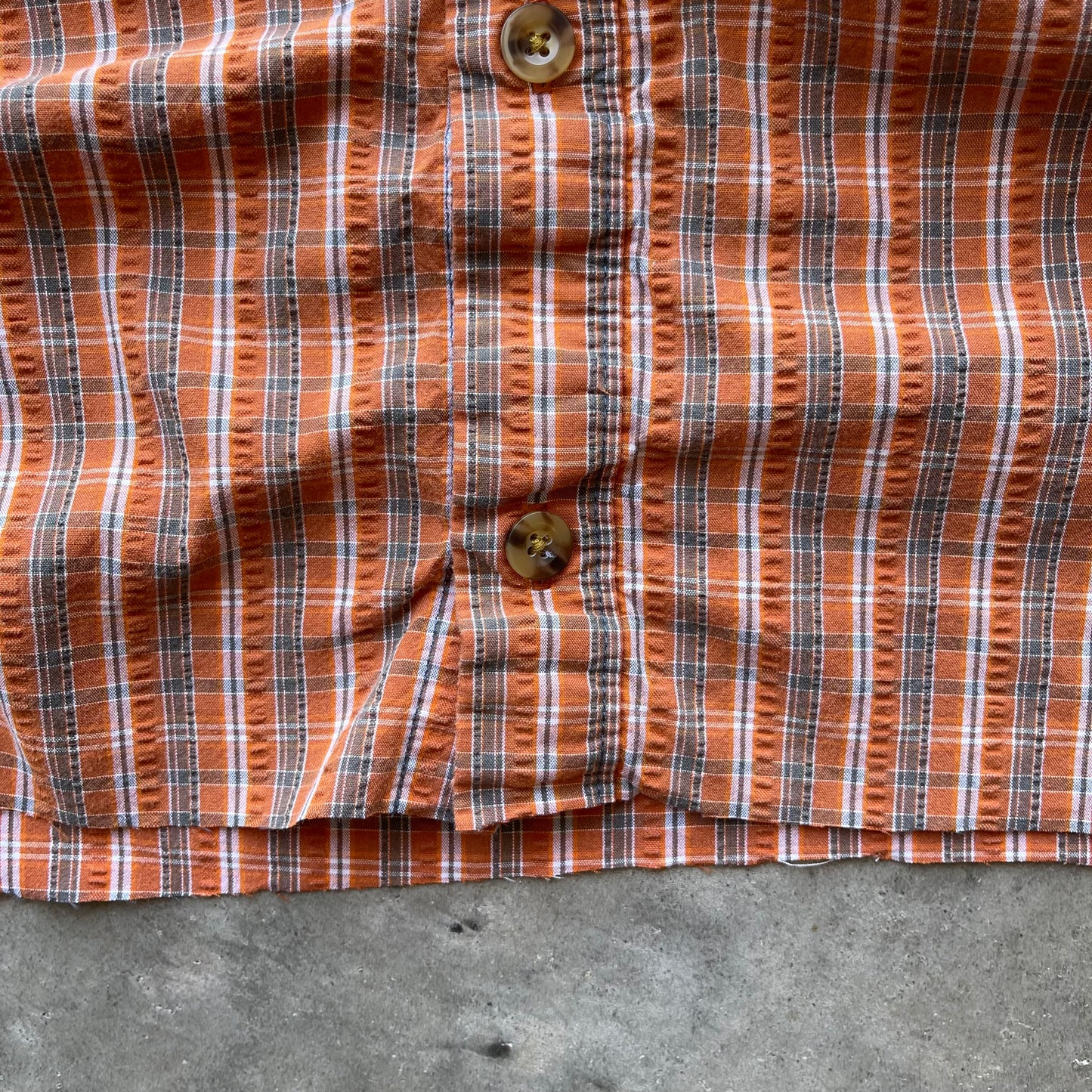 (XL) Cabela's Cropped Orange Plaid Buttoned Shirt