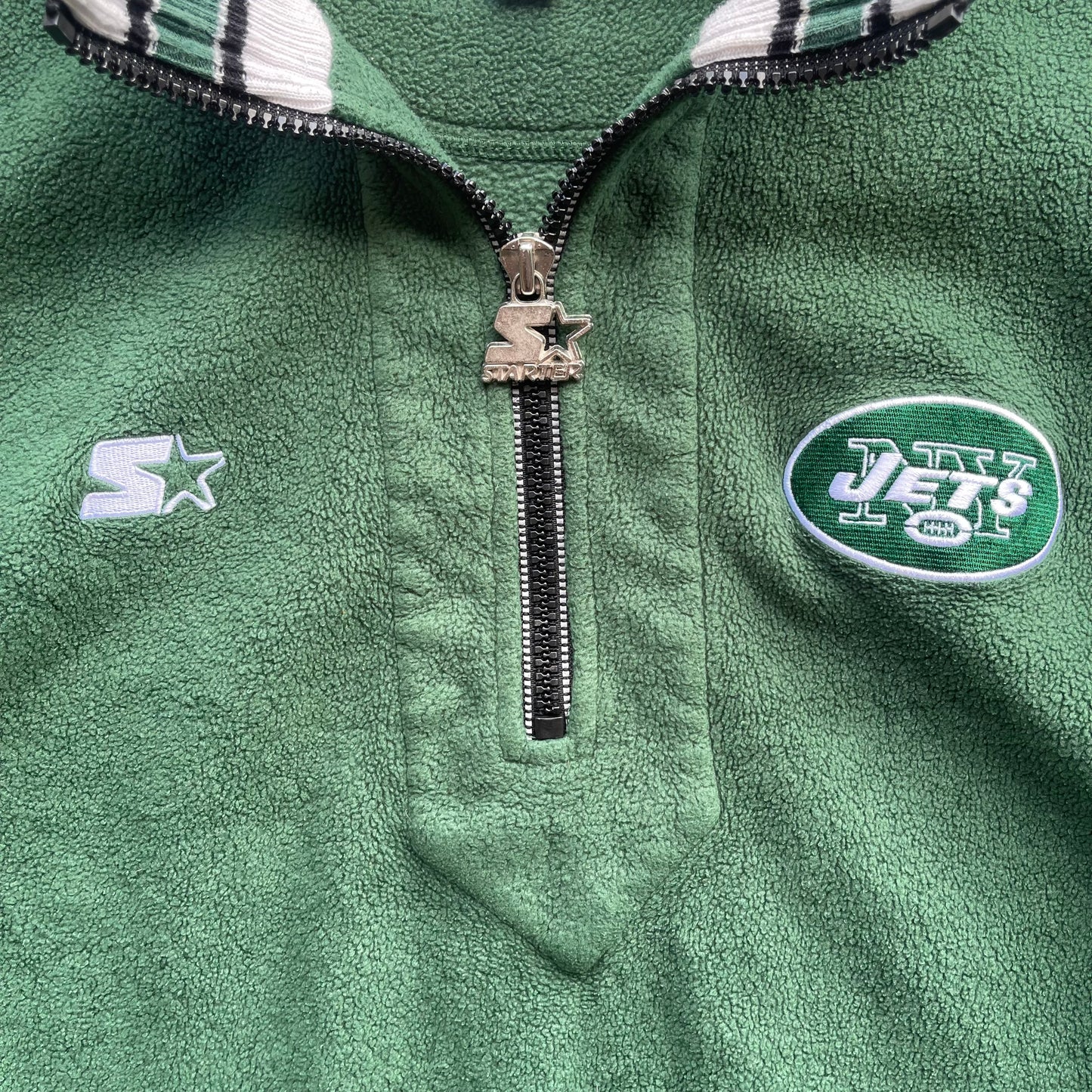 (2XL) 90s New York Jets NFL Starter Quarter Zip Sweater