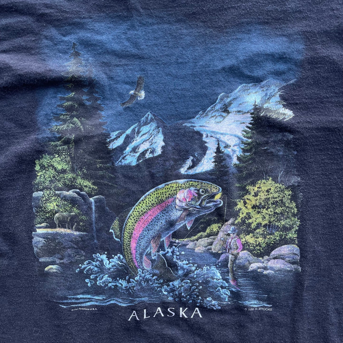 (L/XL) 90s Alaska Nature Fishing Tee