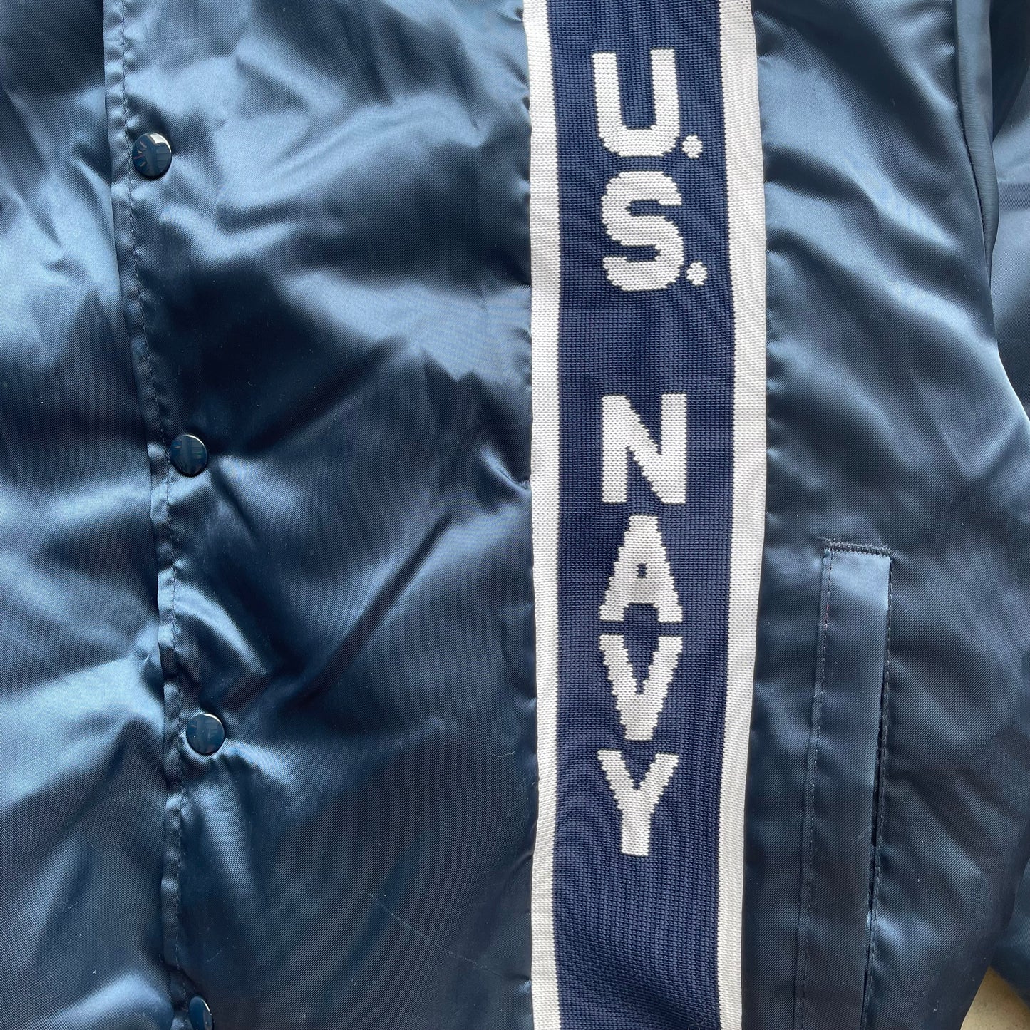 (XL) Vintage U.S. Navy Satin Bomber Jacket