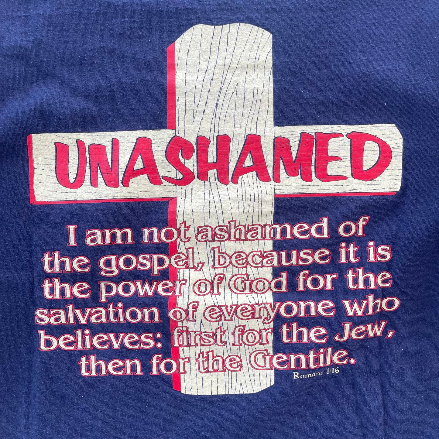 (M) 90s 'Unashamed' Bible Verse Jesus Tee