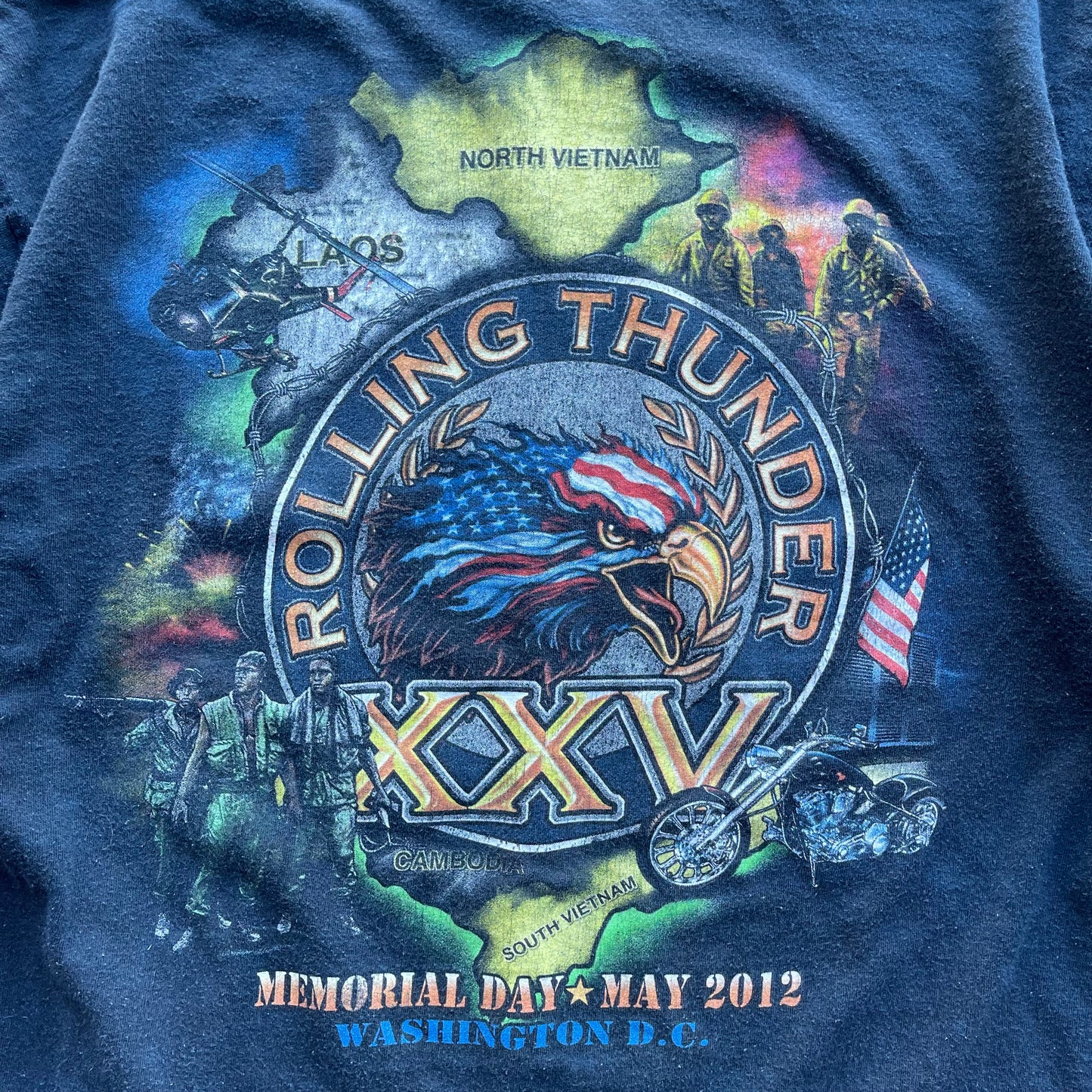 (M) 2012 Rolling Thunder Memorial Day Biker Long Sleeve Tee