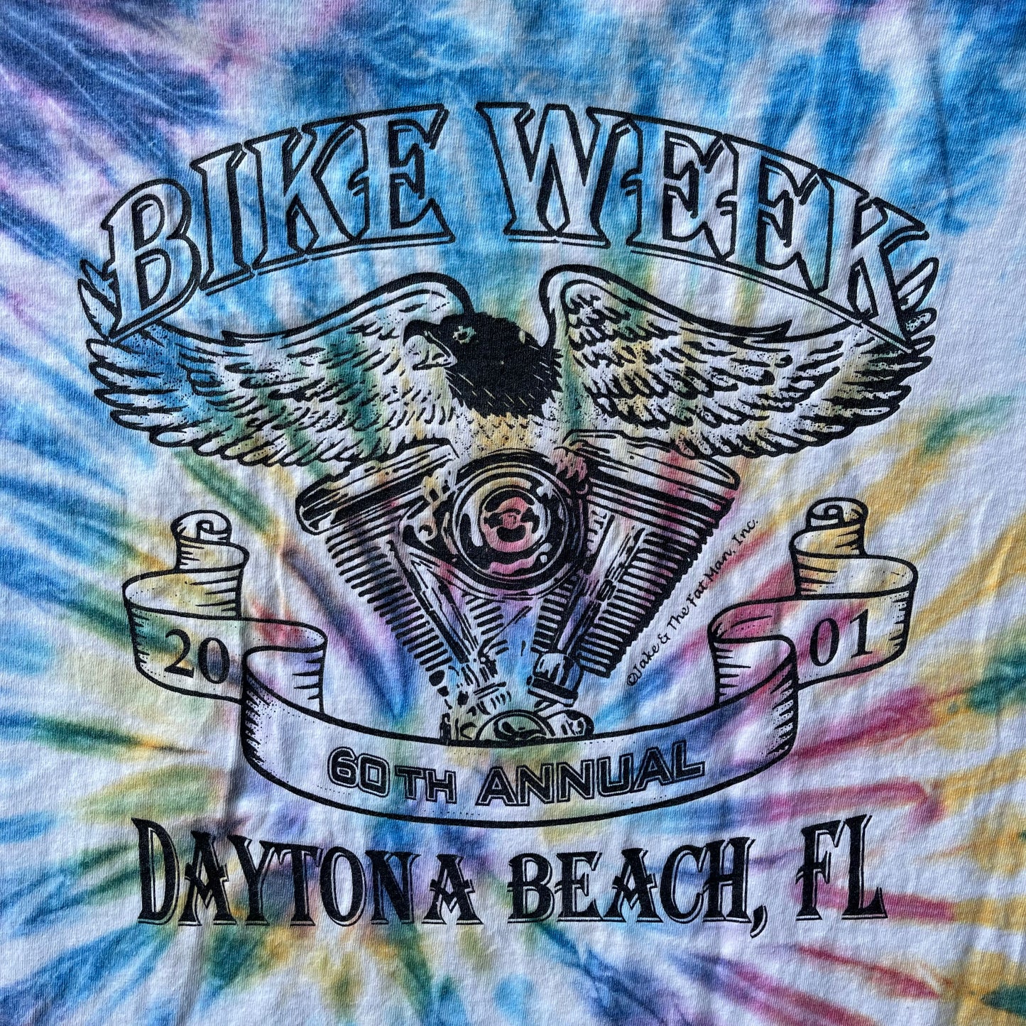 (XL) ‘01 Bike Week Tie-Dye Blade Spiral Graphic Tee