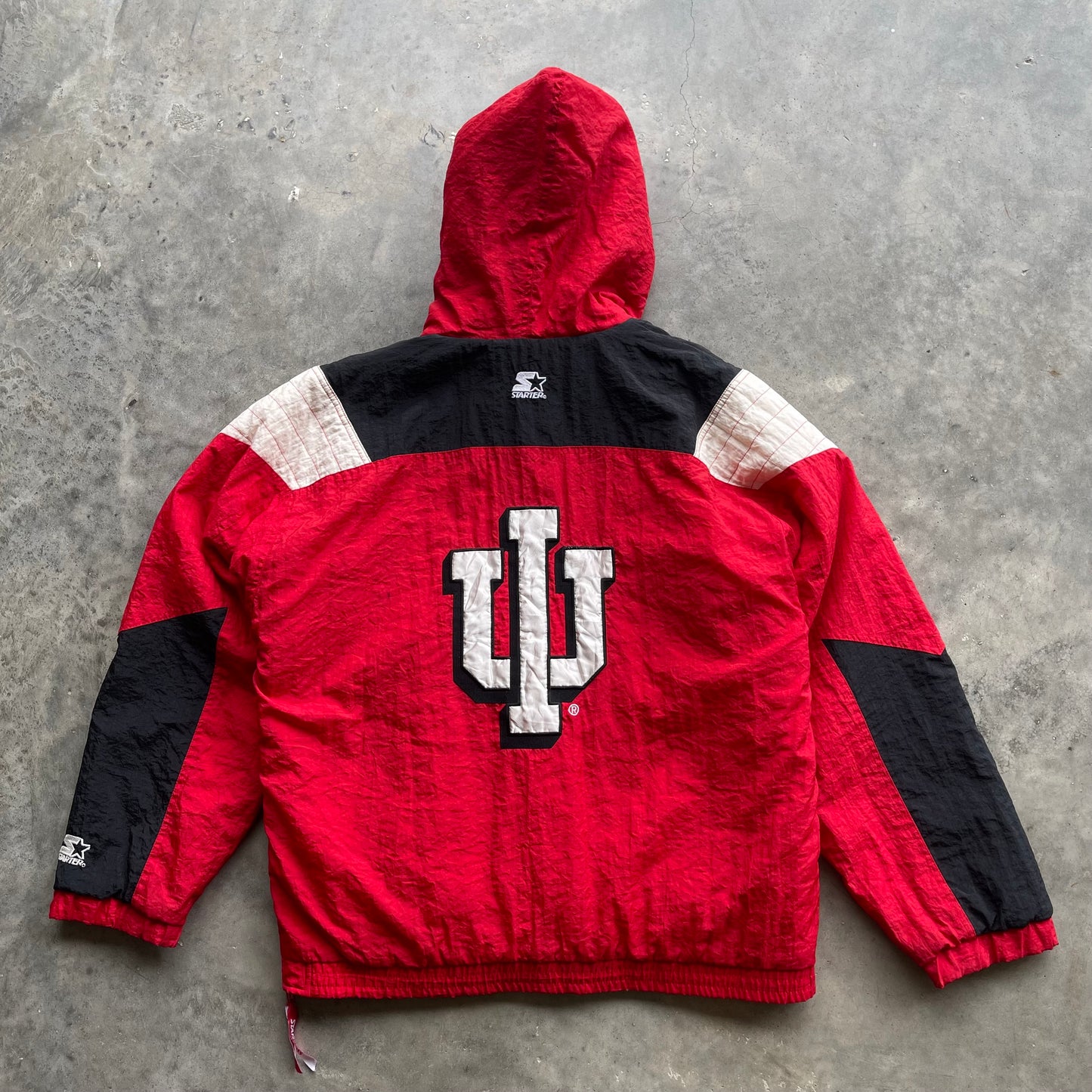 (L/XL) Vintage Indiana University Hoosiers 1/2 Zip Pullover Starter Jacket