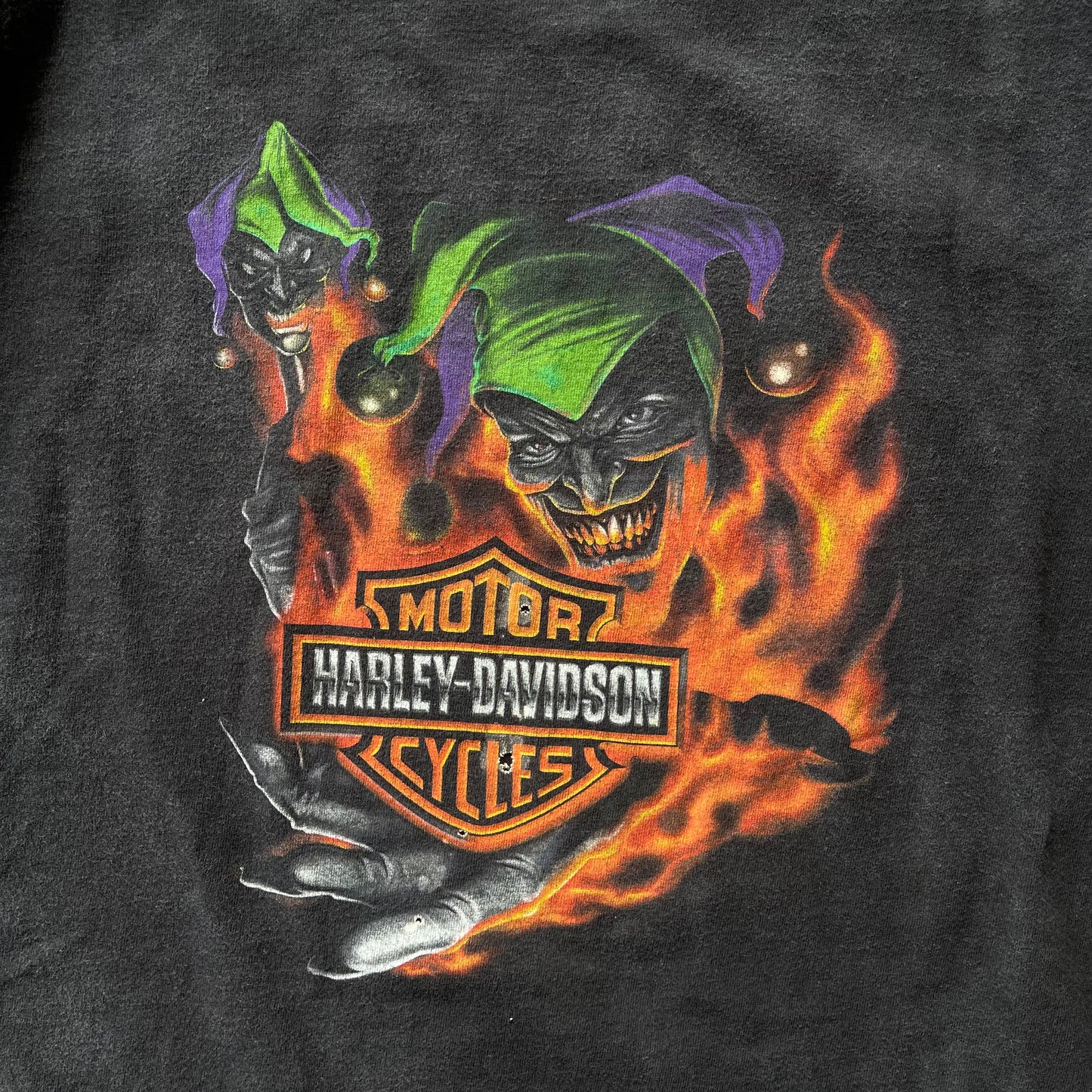 (L) 00s Harley Davidson Joker/Black Widow Graphic Tee