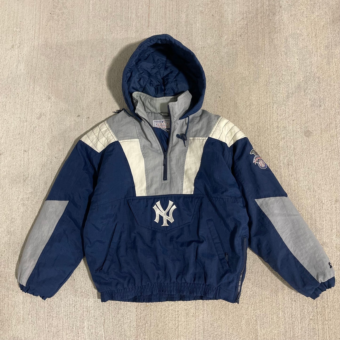 (S/M) 90s New York Yankees Pullover Puffer Jacket