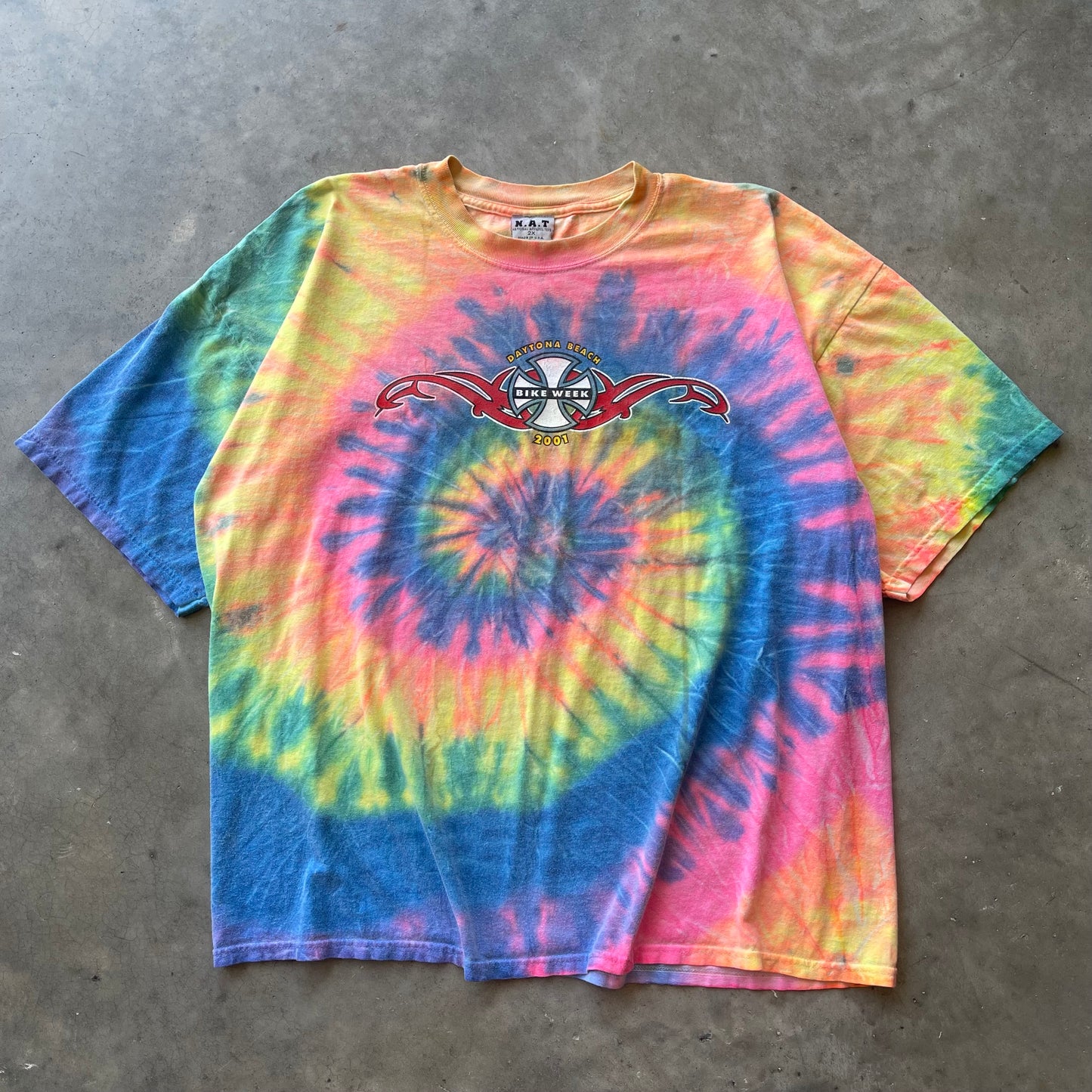(2XL) ‘01 Bike Week Tie Dye Graphic Tee