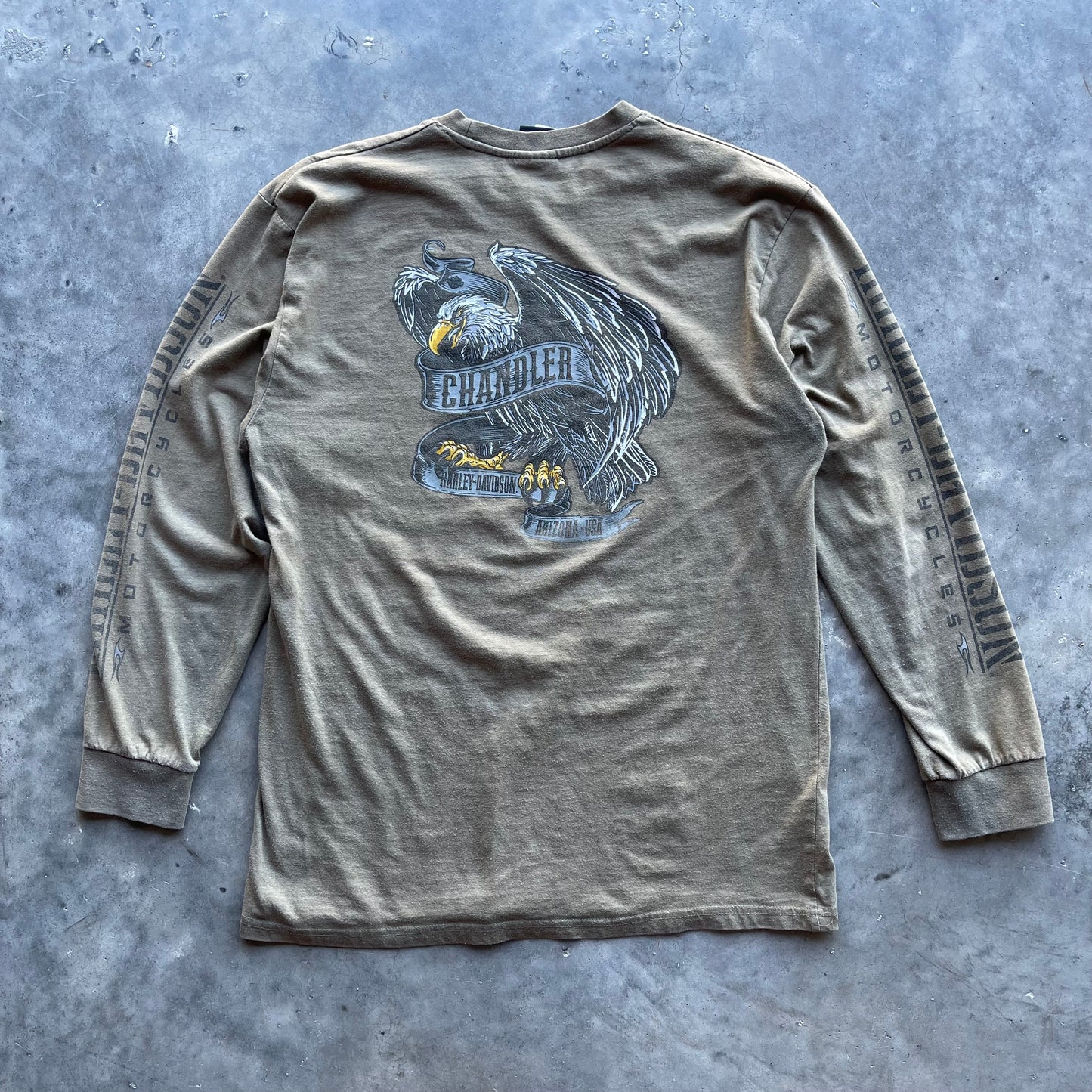 (L) Harley Davidson Chandler Eagle Brown Long Sleeve Tee