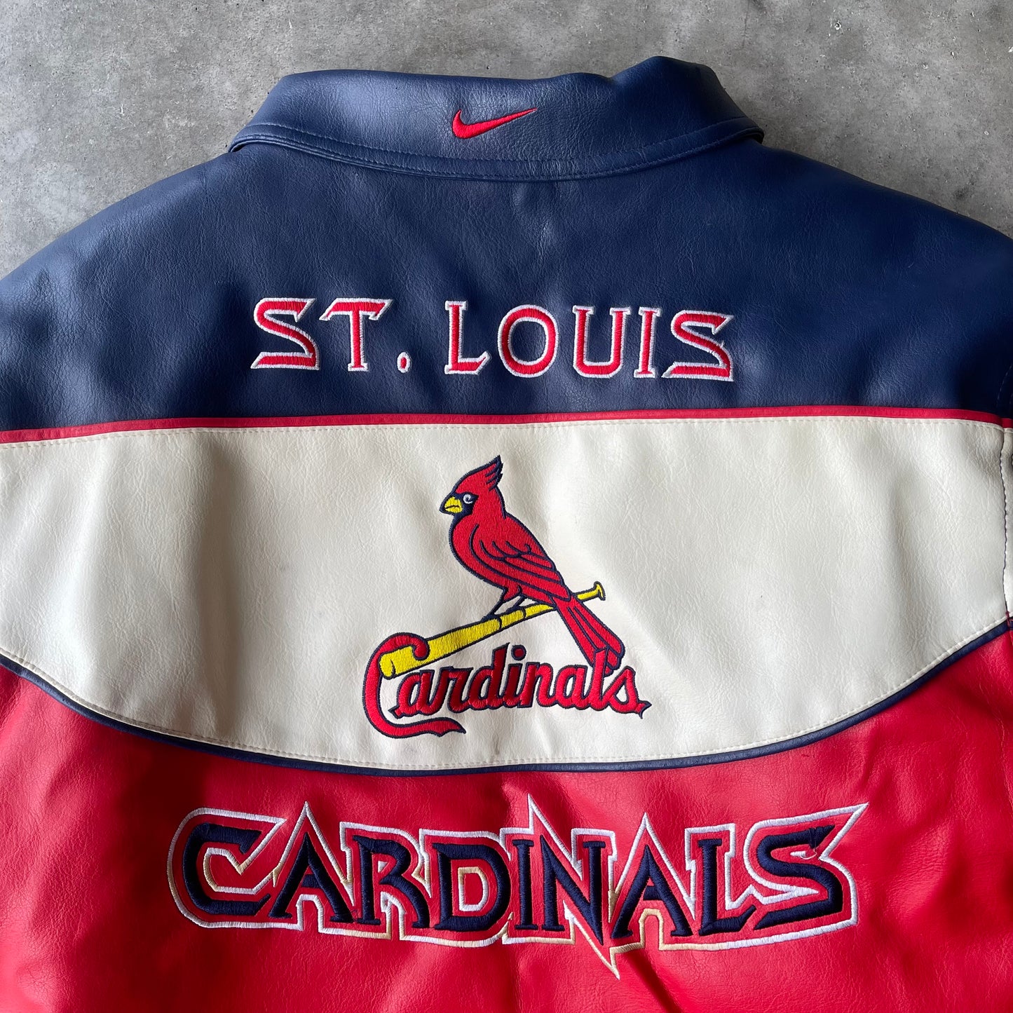 (M) 90s Nike St. Louis Cardinals Puff Leather Jacket
