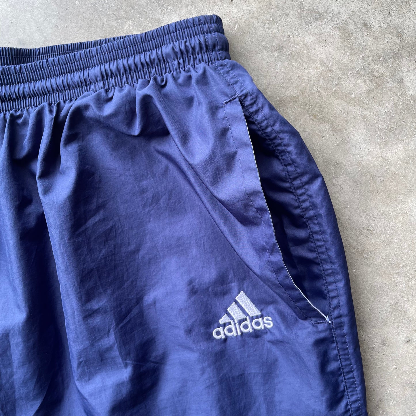 (L) 90s Adidas Navy Blue Polyester Track Pants