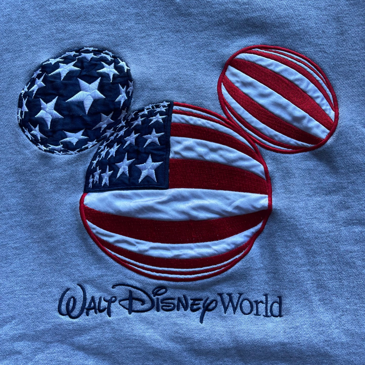 (XL) Vintage Disney World Mickey U.S.A. Flag Embroidered Crewneck
