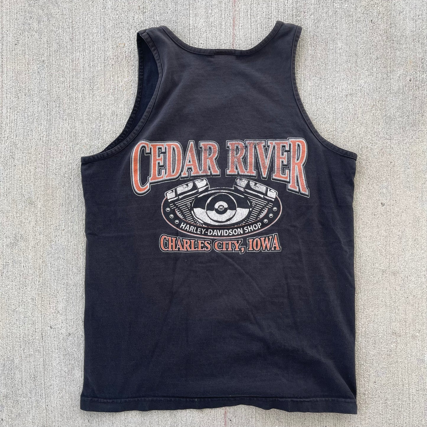 (S) 00s Harley Davidson 'Cedar River' Tank Tee