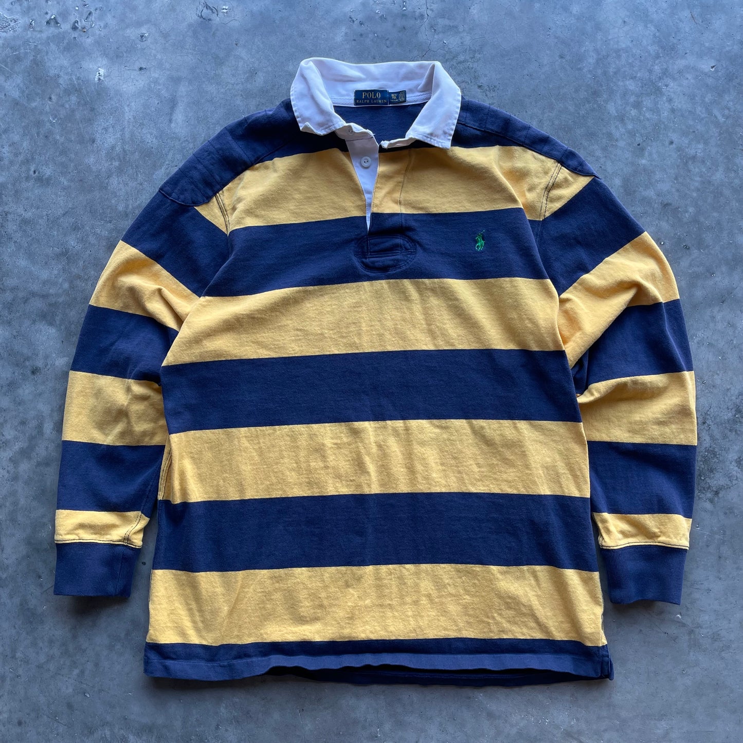 (XL) Polo Ralph Lauren Yellow Striped Rugby Long Sleeve