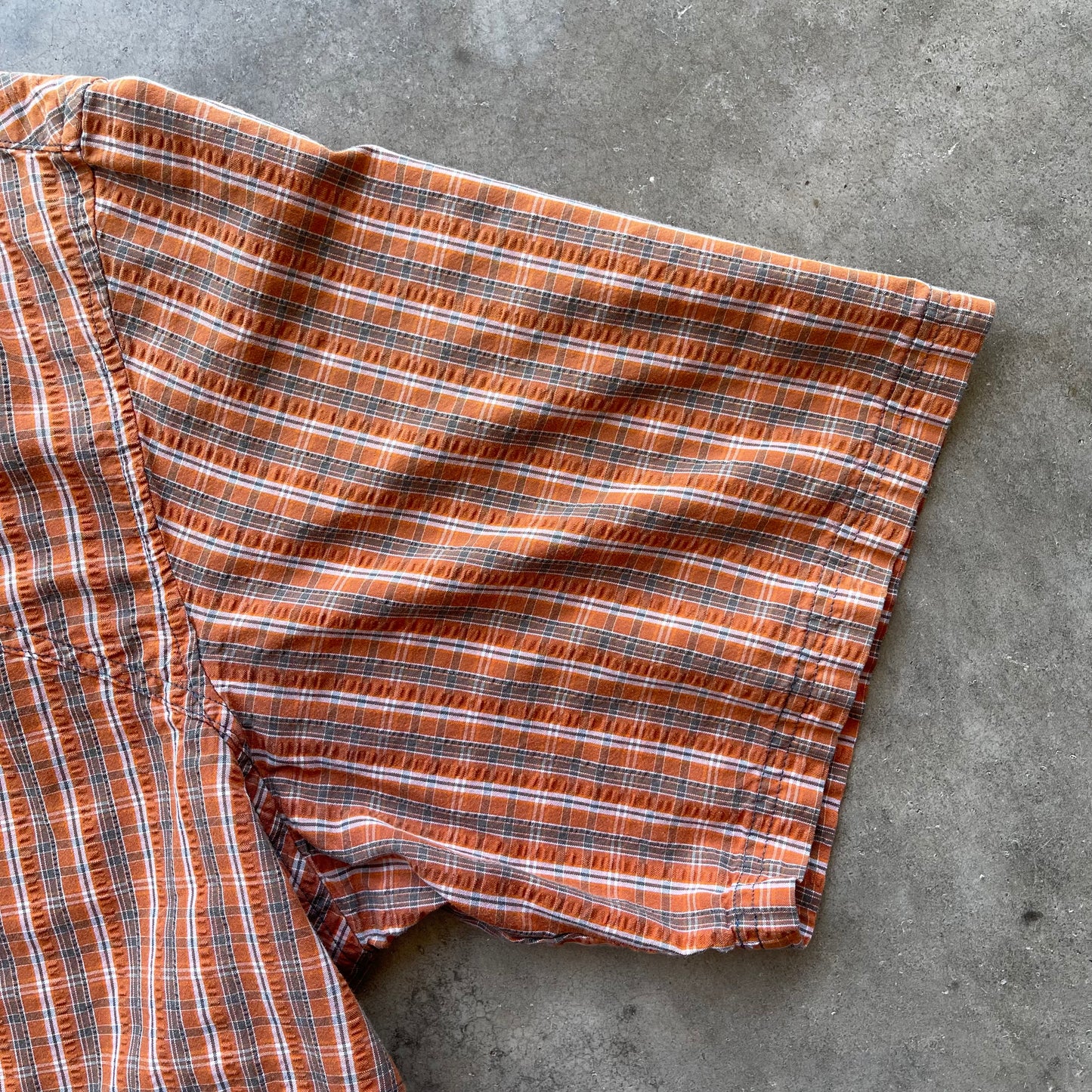(XL) Cabela's Cropped Orange Plaid Buttoned Shirt
