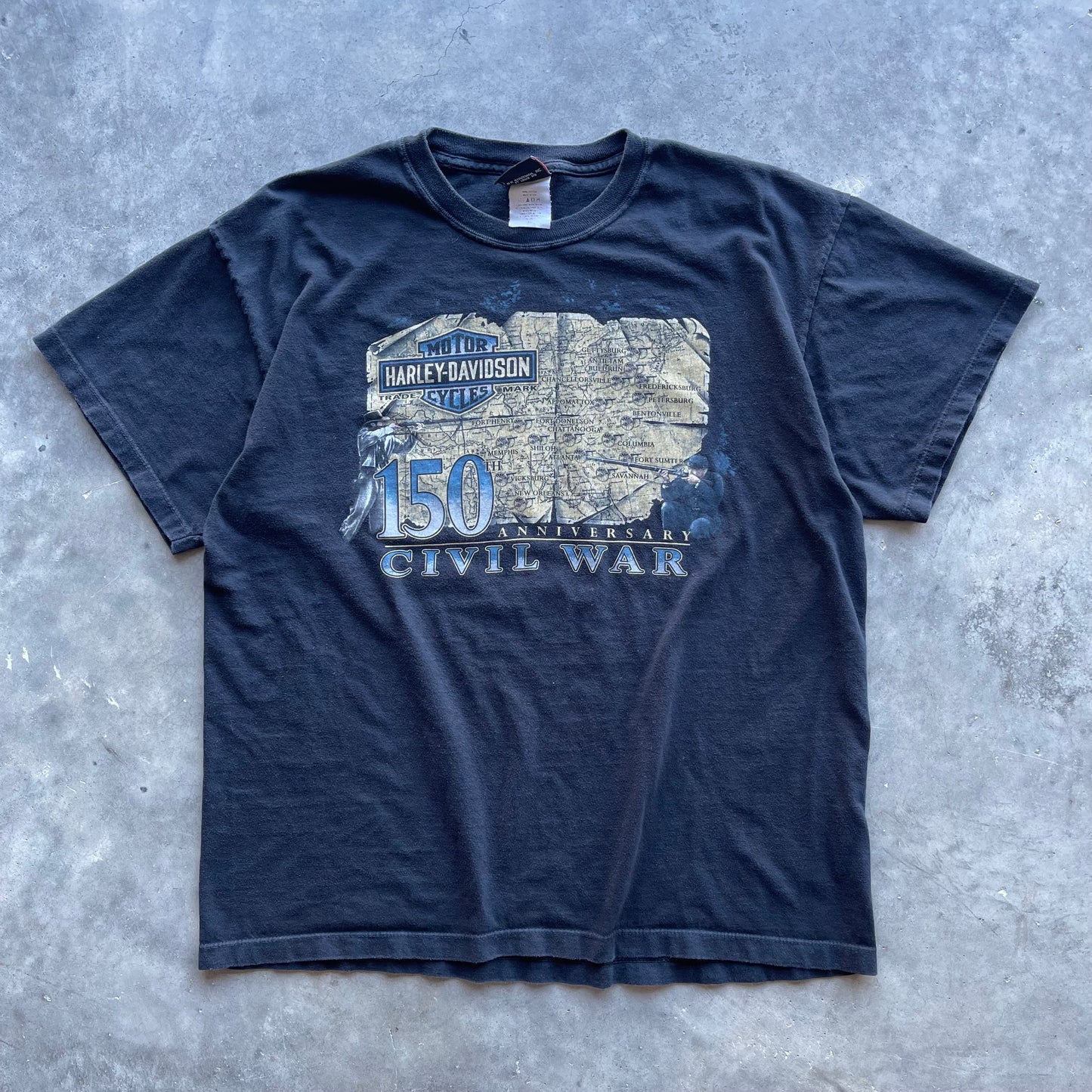 (M/L) Harley Davidson Civil War Map Tee