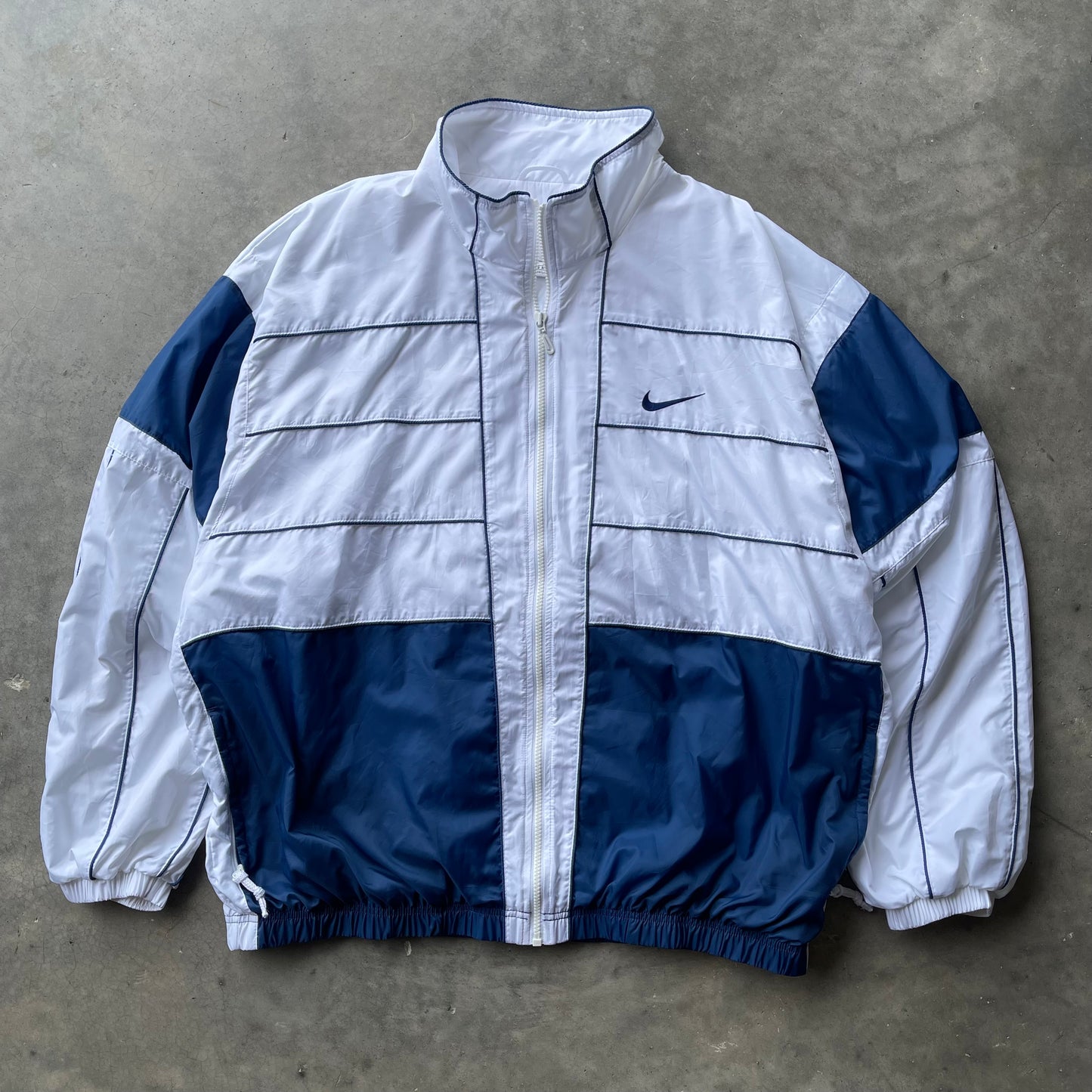 (2XL) 90s Nike White/Blue Windbreaker