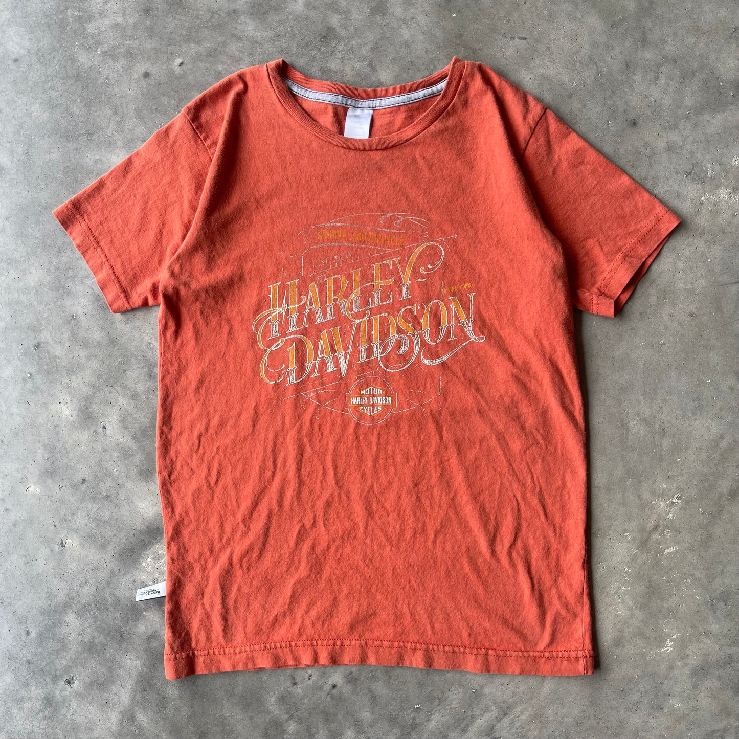 (Women's S/M) Harley Davidson Orange Graphic Tee