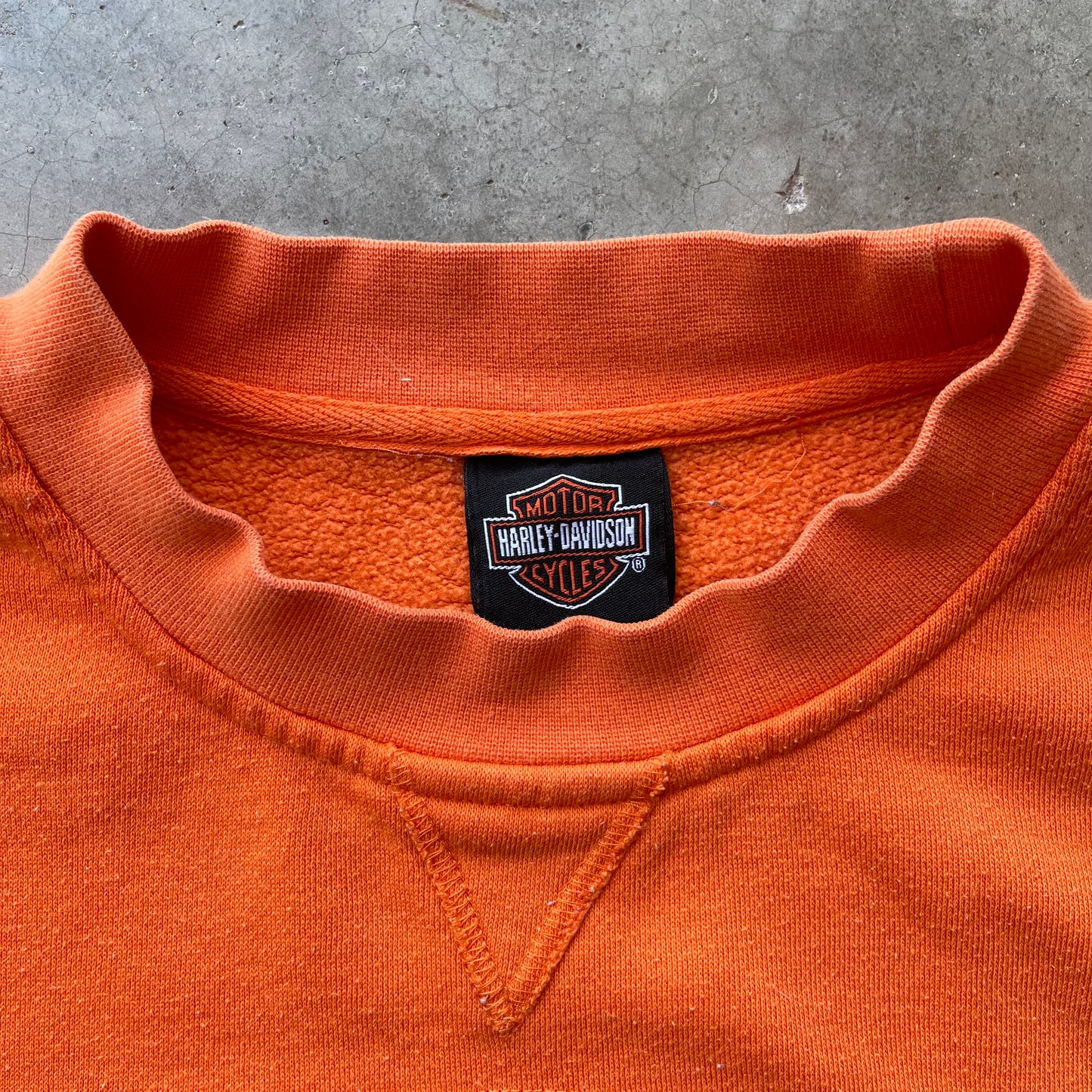 (XL/2XL) 00s Harley Davidson Embroidered Orange Crewneck