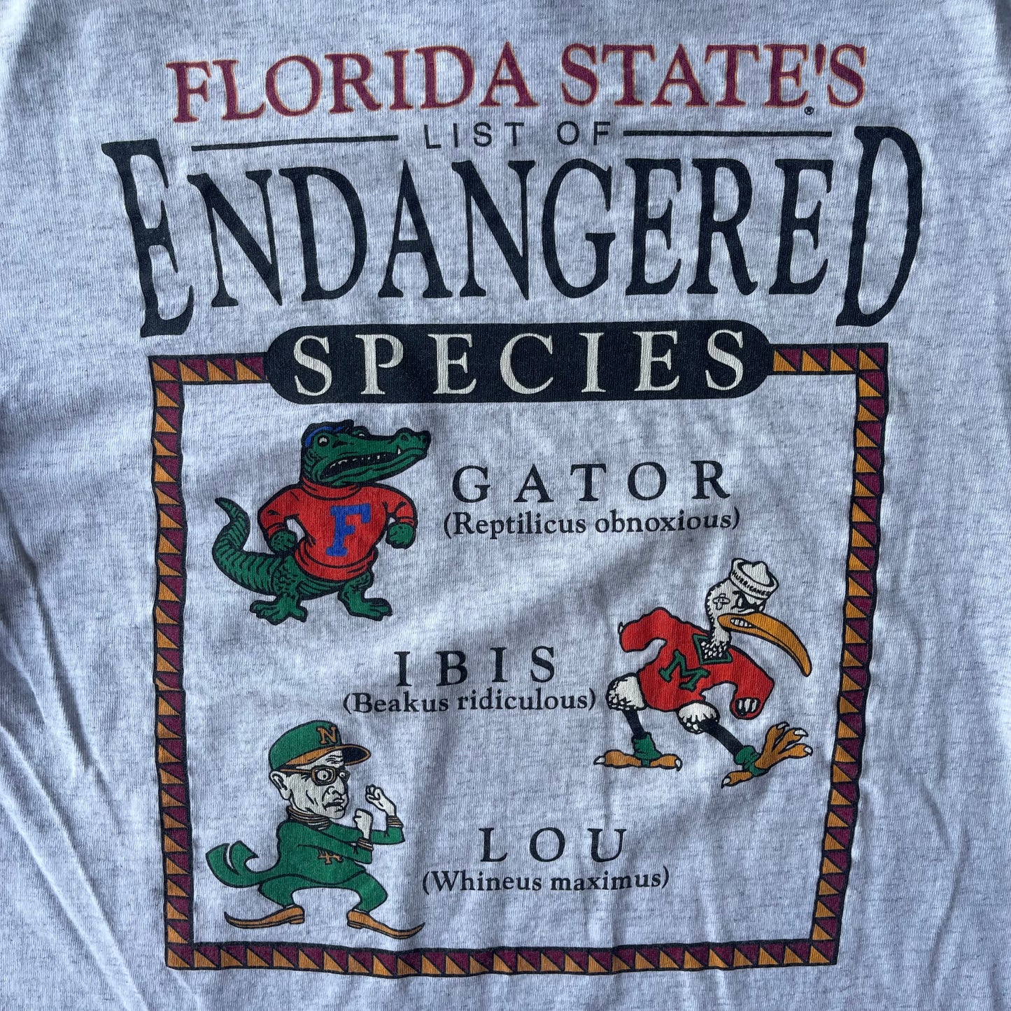 (M) 90s FSU "Endangered Species" Funny Rivalry Tee