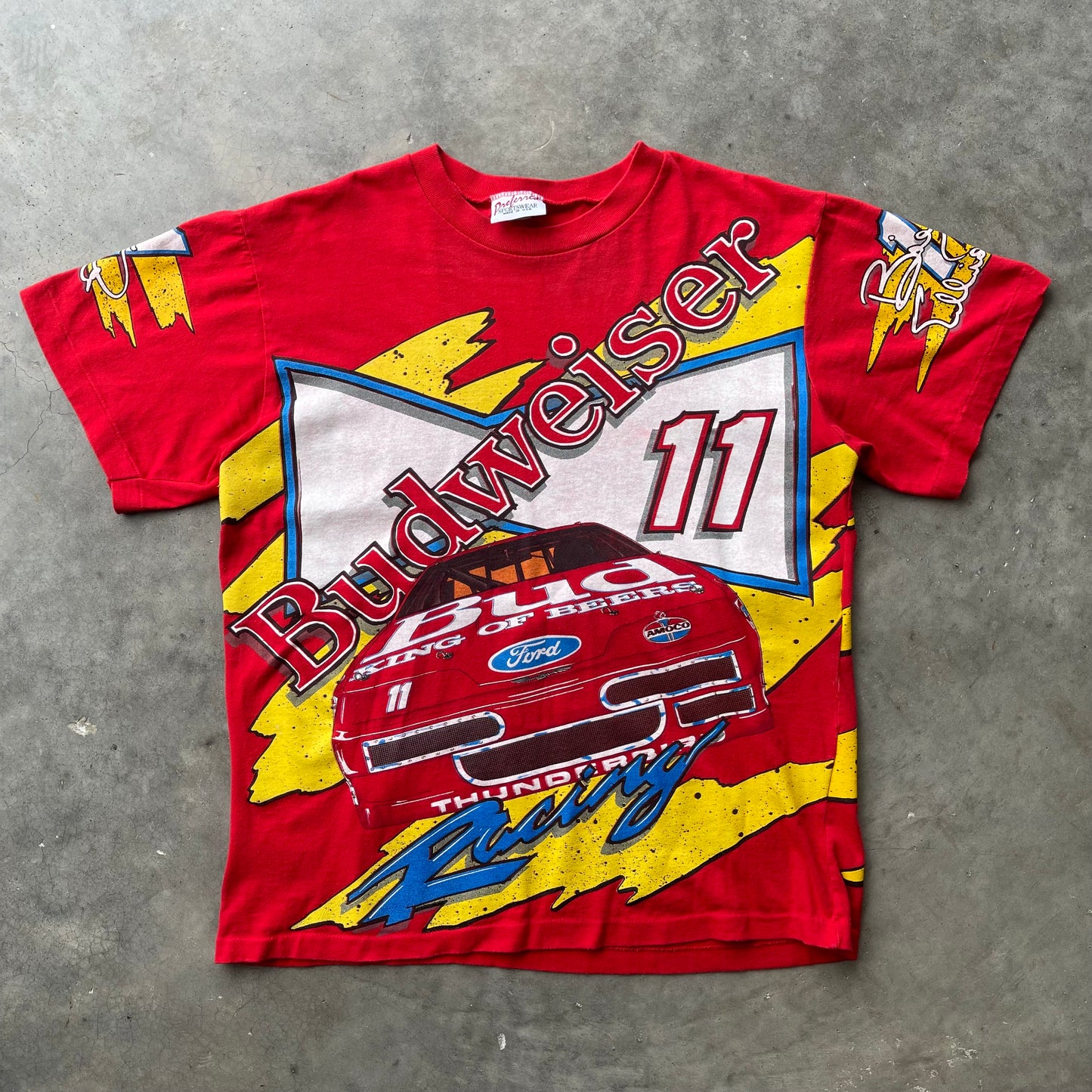 (L) Nascar Bill Elliott Budweiser All Over Print Race Car Graphic Tee