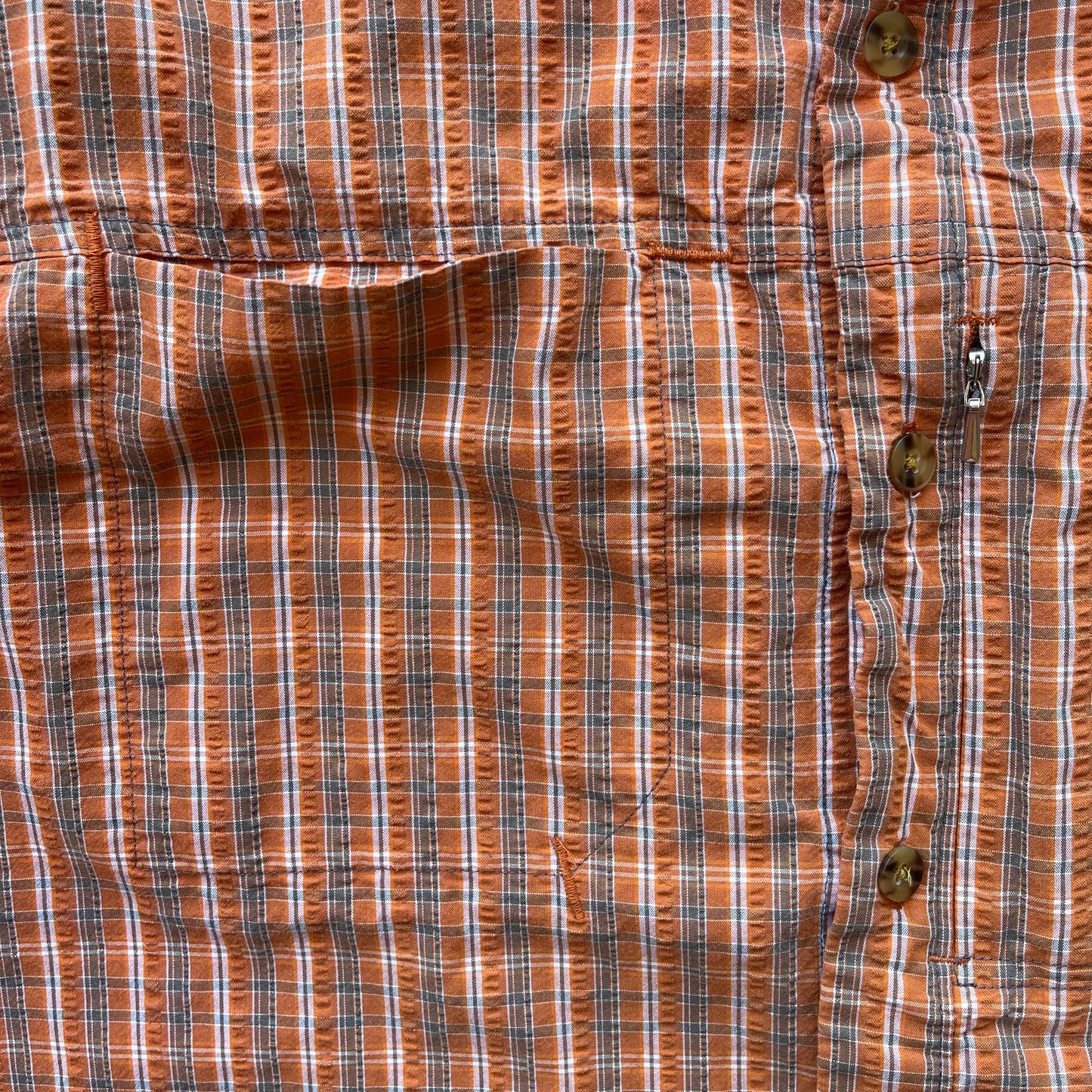 (XL) Cabela's Cropped Orange Plaid Buttoned Shirt