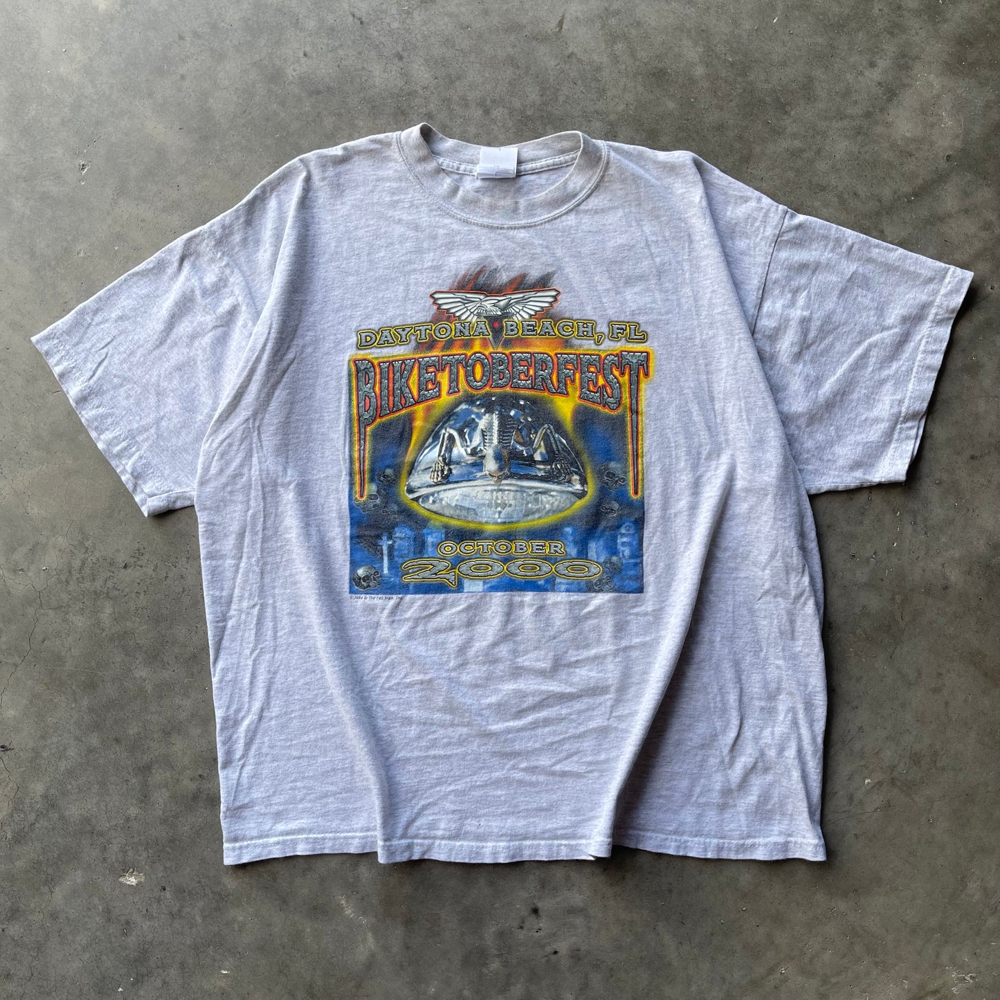 (XL) ‘00 Bike Week Biketoberfest Chrome Skeleton Graphic Tee
