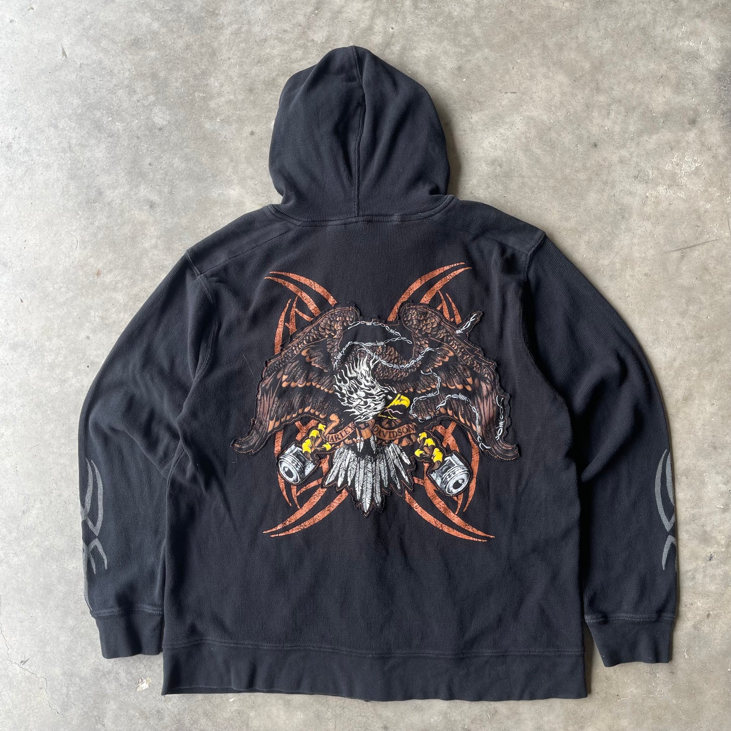 (XL) 00s Harley Davidson ‘Chained Eagle’ Full Zip Hoodie