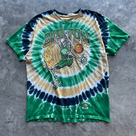 (L) 00s Liquid Blue Boston "Celtics" Tie Dye Basketball Graphic Tee