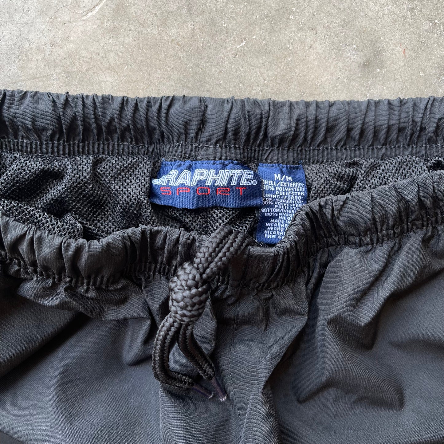 (M) Black Grey Lined Track Pants