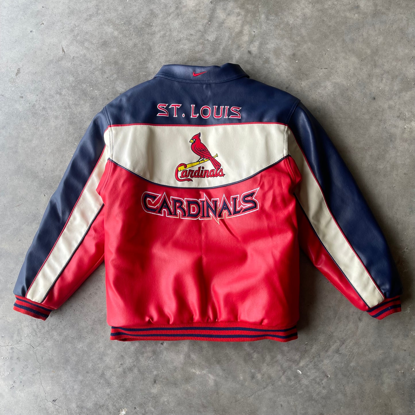 (M) 90s Nike St. Louis Cardinals Puff Leather Jacket