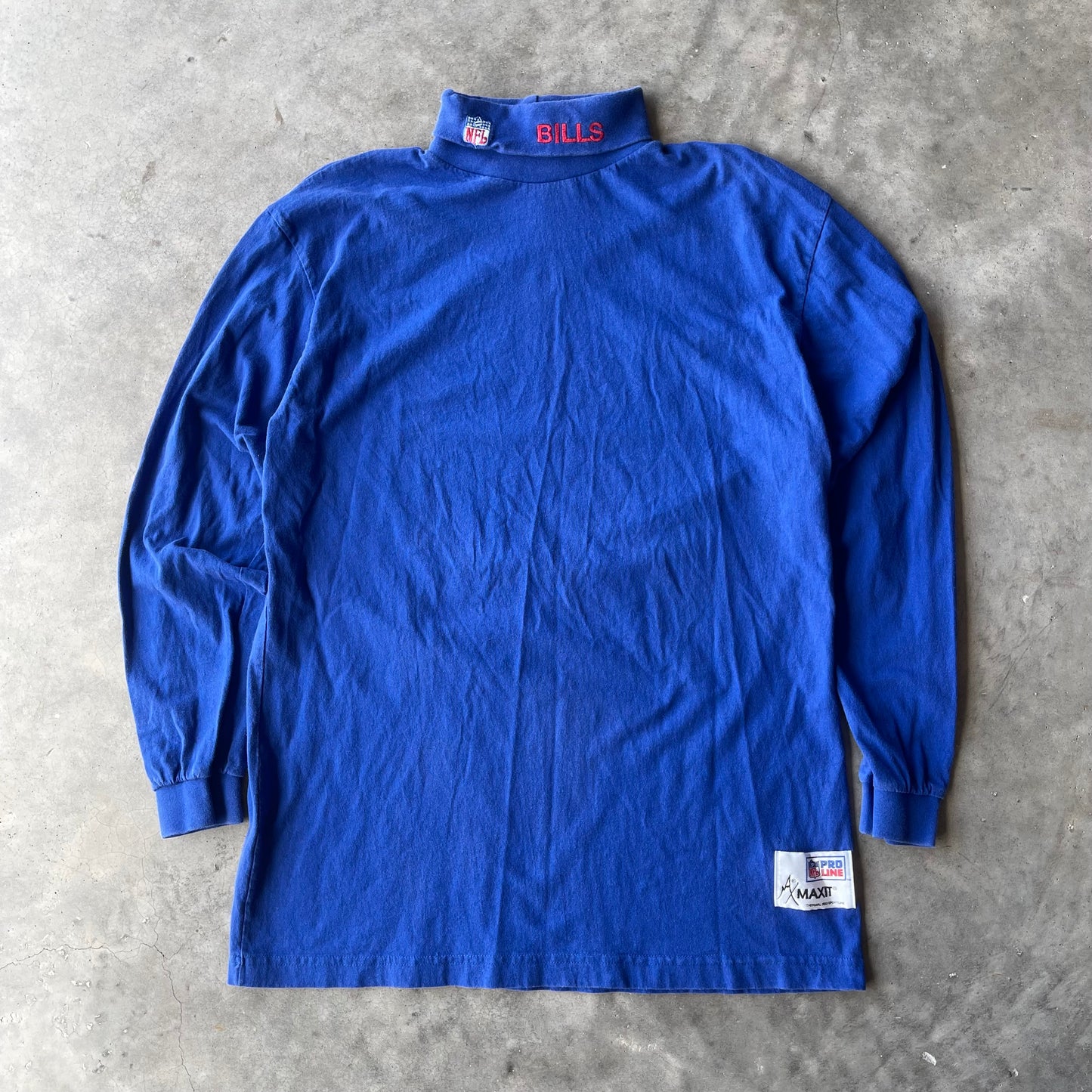 (L) 90s Buffalo Bills NFL Embroidered Mock Neck Sweater