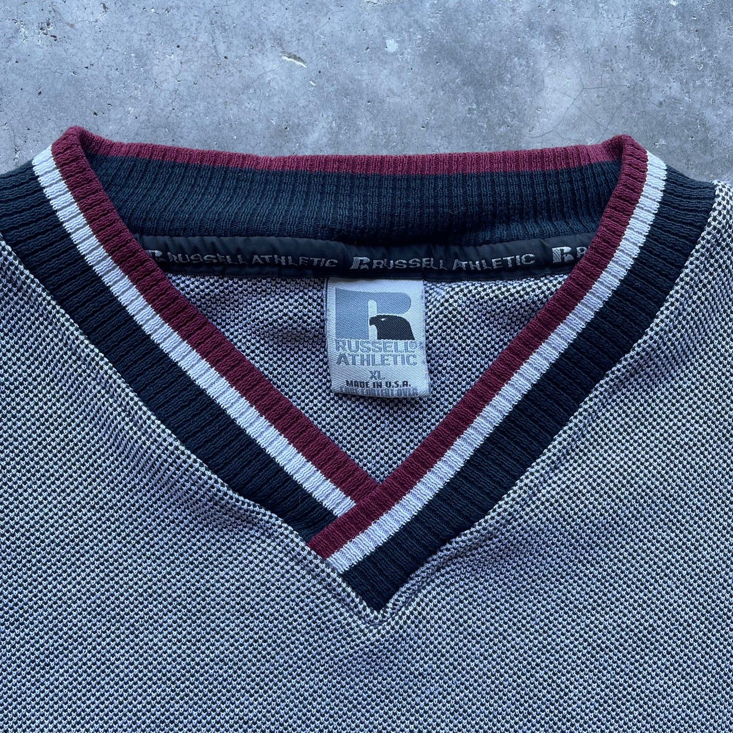 (L/XL) 00s Russell Athletic Waffle Knit Pullover Sweater