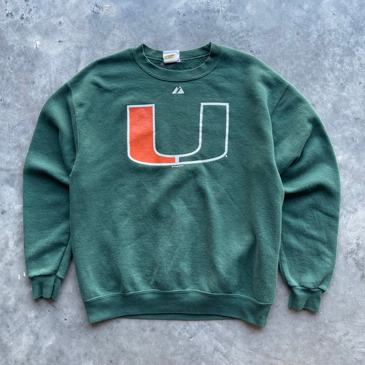 (M) 00s University of Miami "U" Logo Crewneck