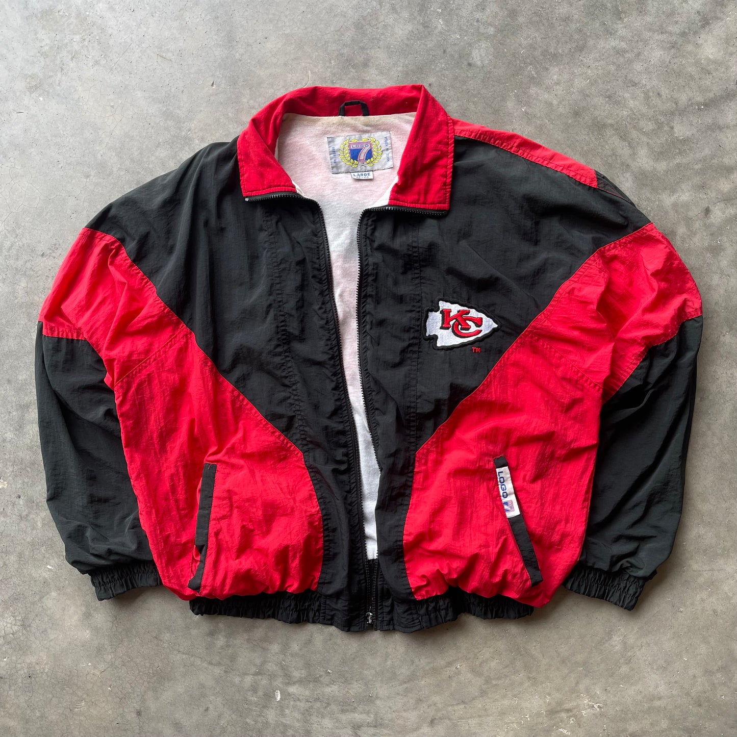 (L) 90s Kansas City Chiefs Logo 7 Windbreaker *read description*
