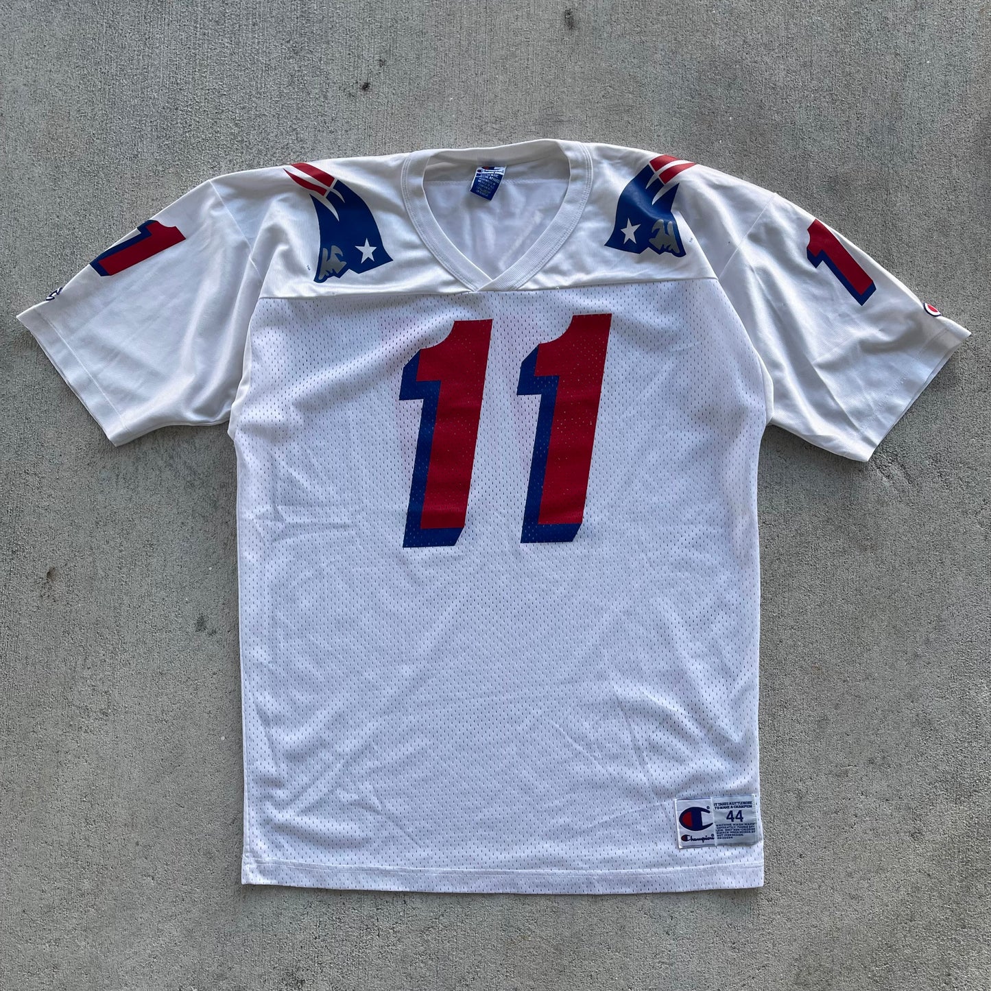 (L/XL) 90s New England Patriots 'Drew Bledsoe' Football Jersey