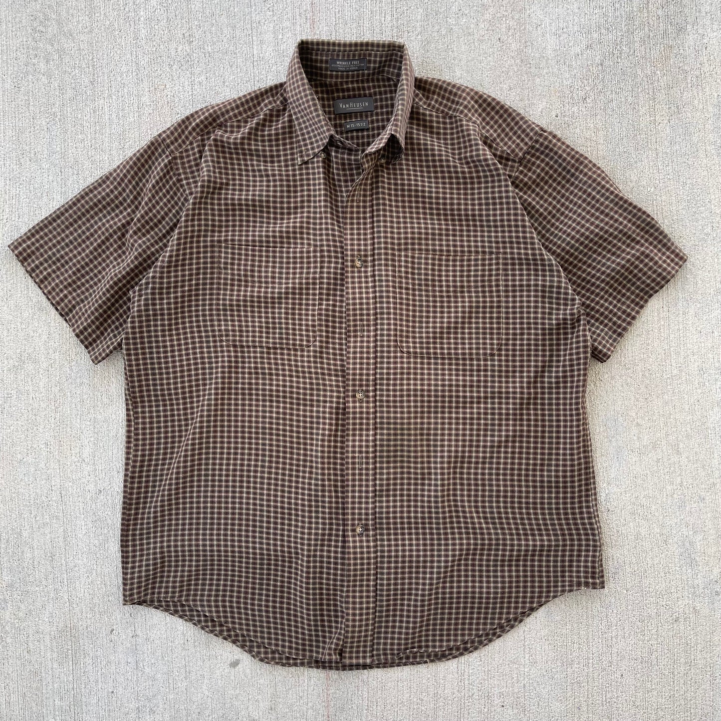 (M/L) 90s Van Heusen Plaid Short Sleeve Shirt