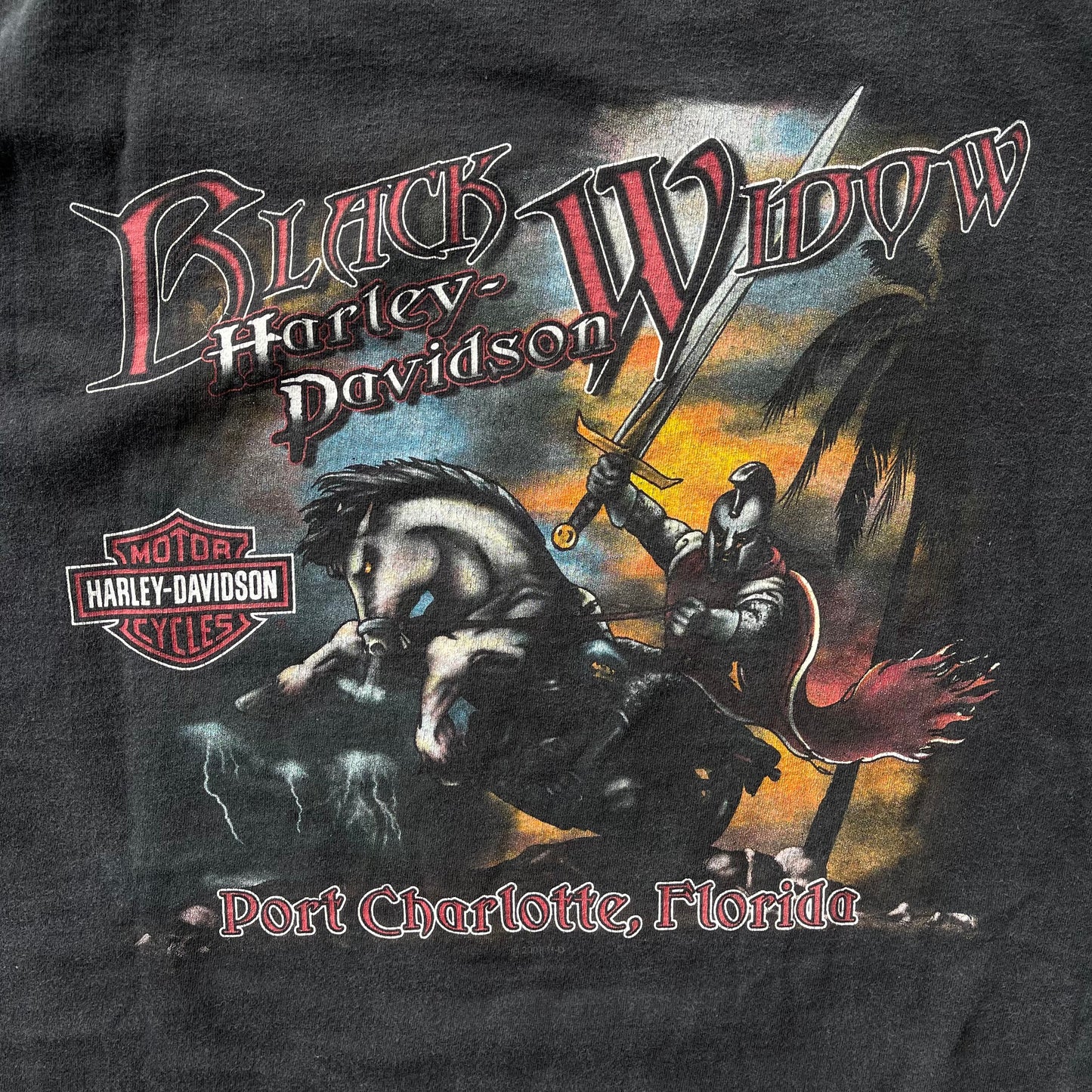 (L) 00s Harley Davidson Joker/Black Widow Graphic Tee