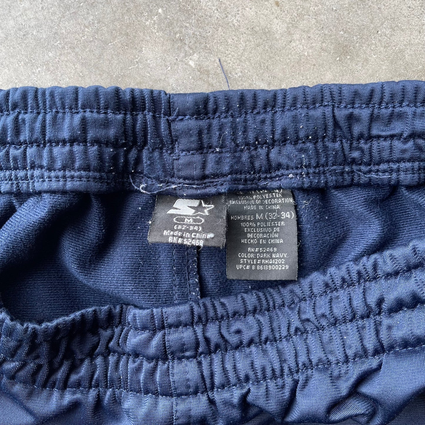 (M) 00s Starter Navy Blue Silk Polyester Track Pants